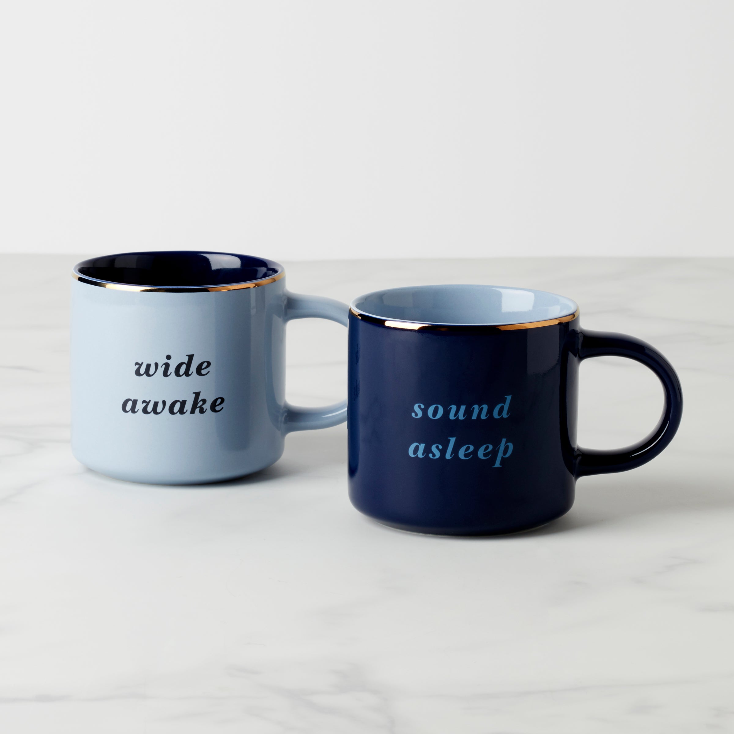 Two of a Kind Wide Awake & Sound Asleep Coffee Mugs Set - 2 Pack Ceramic Cups for Couples, Best Friends & Gift Giving - Perfect for Morning Coffee & Relaxing Tea Time