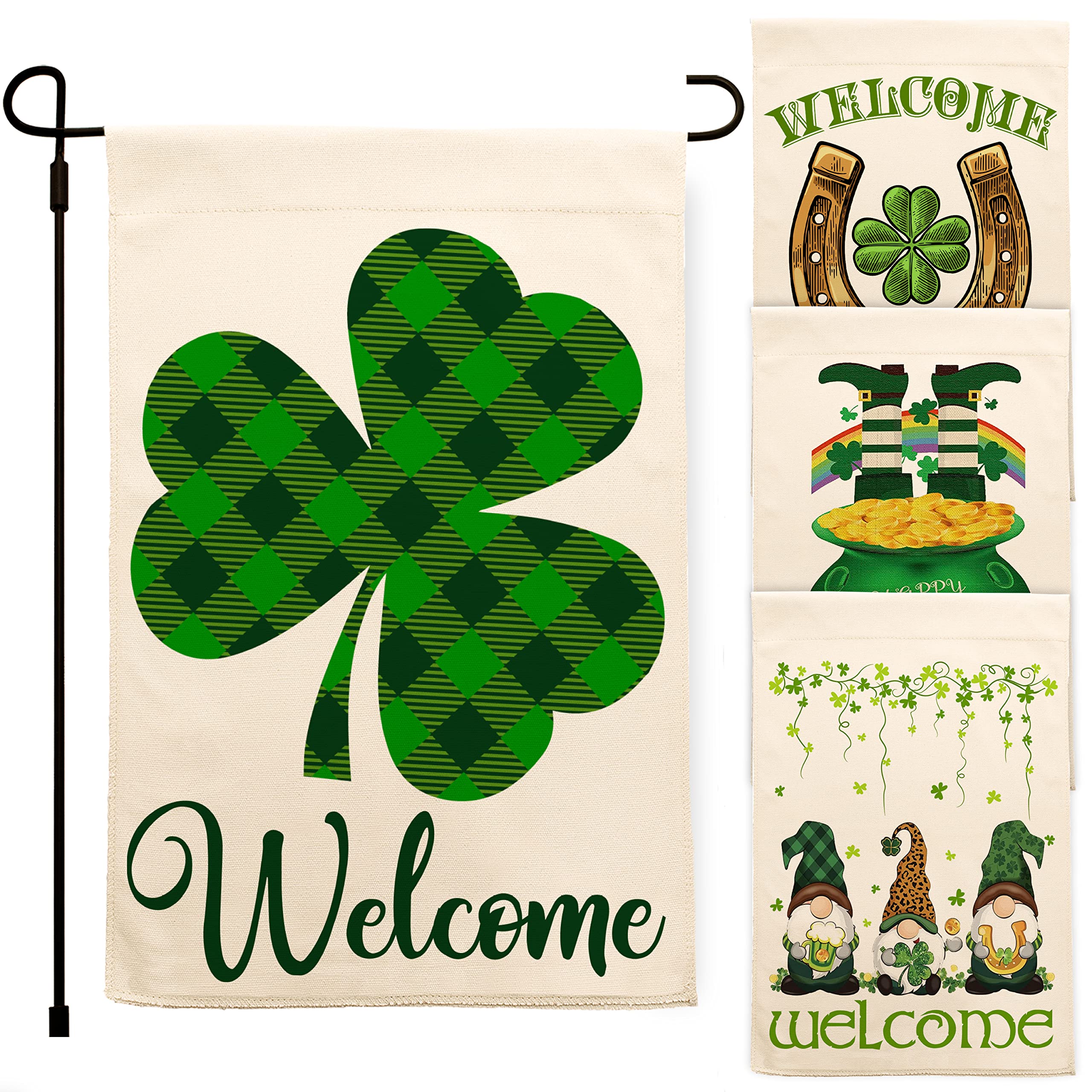 St. Patrick's Day Garden Flags - 6 Irish-Themed Outdoor Decorations - Lucky Shamrock & Gnome Designs for Yard, Home & Farmhouse - Perfect for St. Paddy's Day Celebrations, Irish Parties & Spring Garden Decor