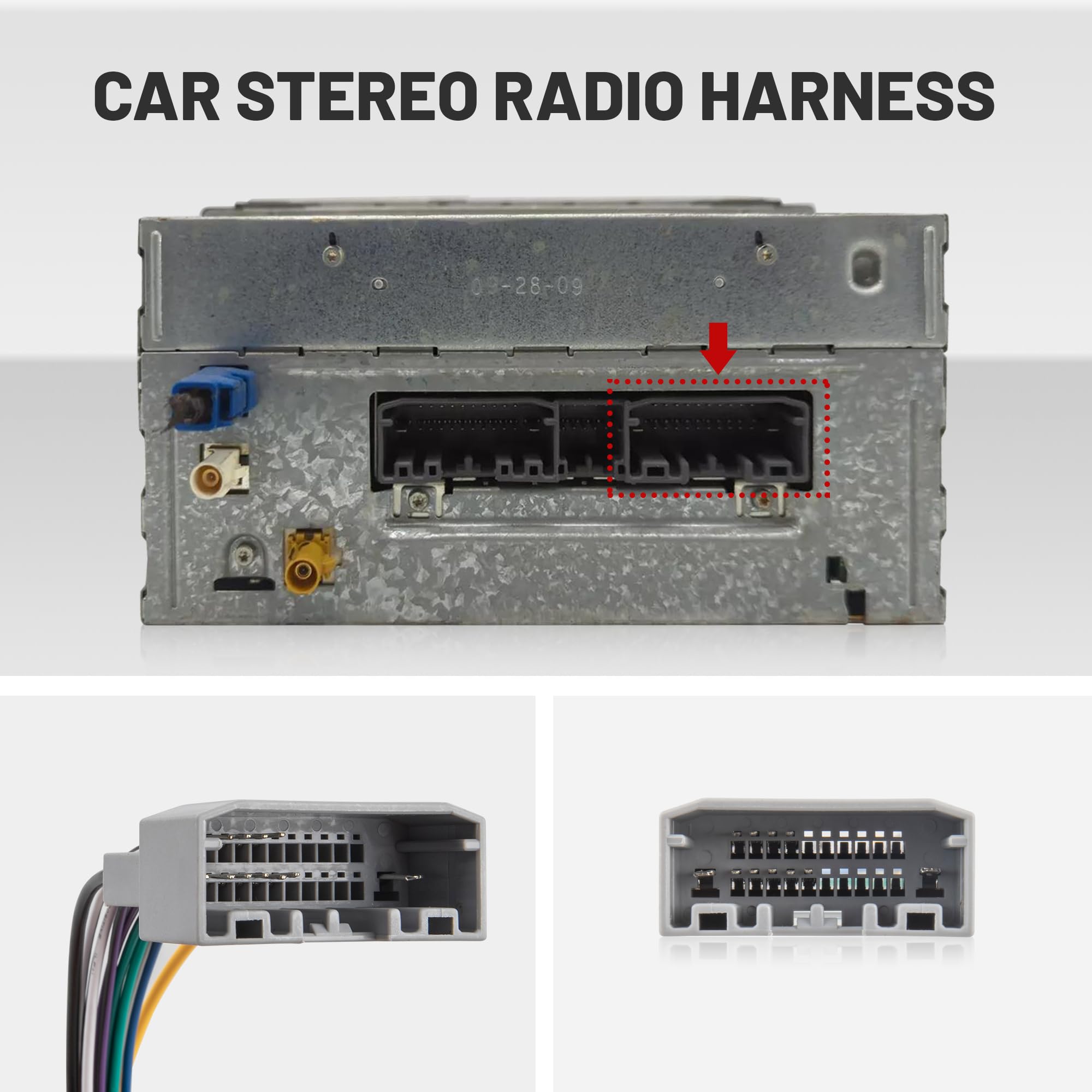 RED WOLF Car Radio Wiring Harness - Compatible with 2008-2010 Dodge Dakota, Chrysler 300, Jeep Grand Cherokee - Aftermarket Stereo Receiver Installation Kit for Sirius CD Player - Easy Plug & Play Setup for Car Audio Upgrades