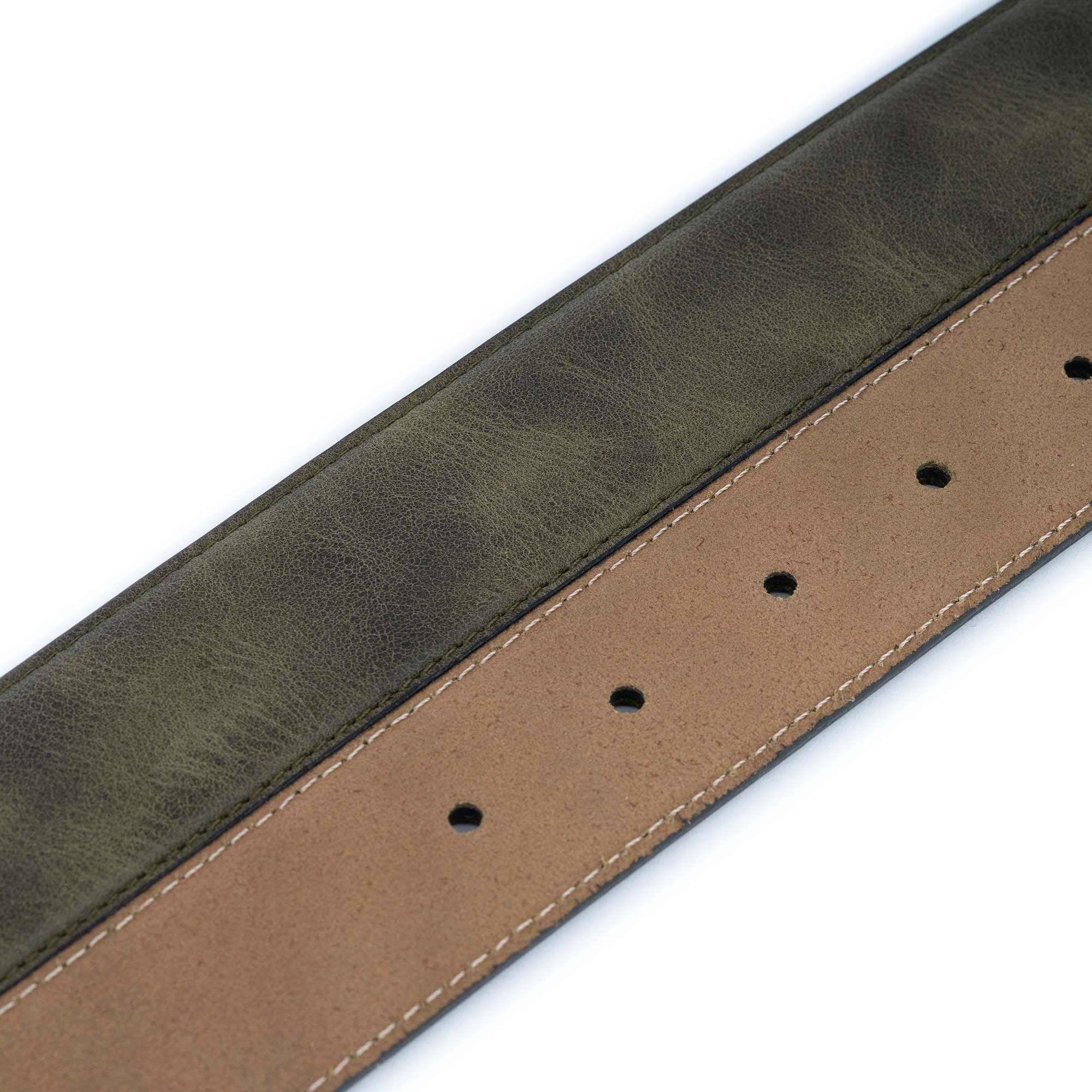 Premium Olive Green Smooth Leather Belt Strap for Montblanc Buckles - Perfect for Formal Wear & Business Attire