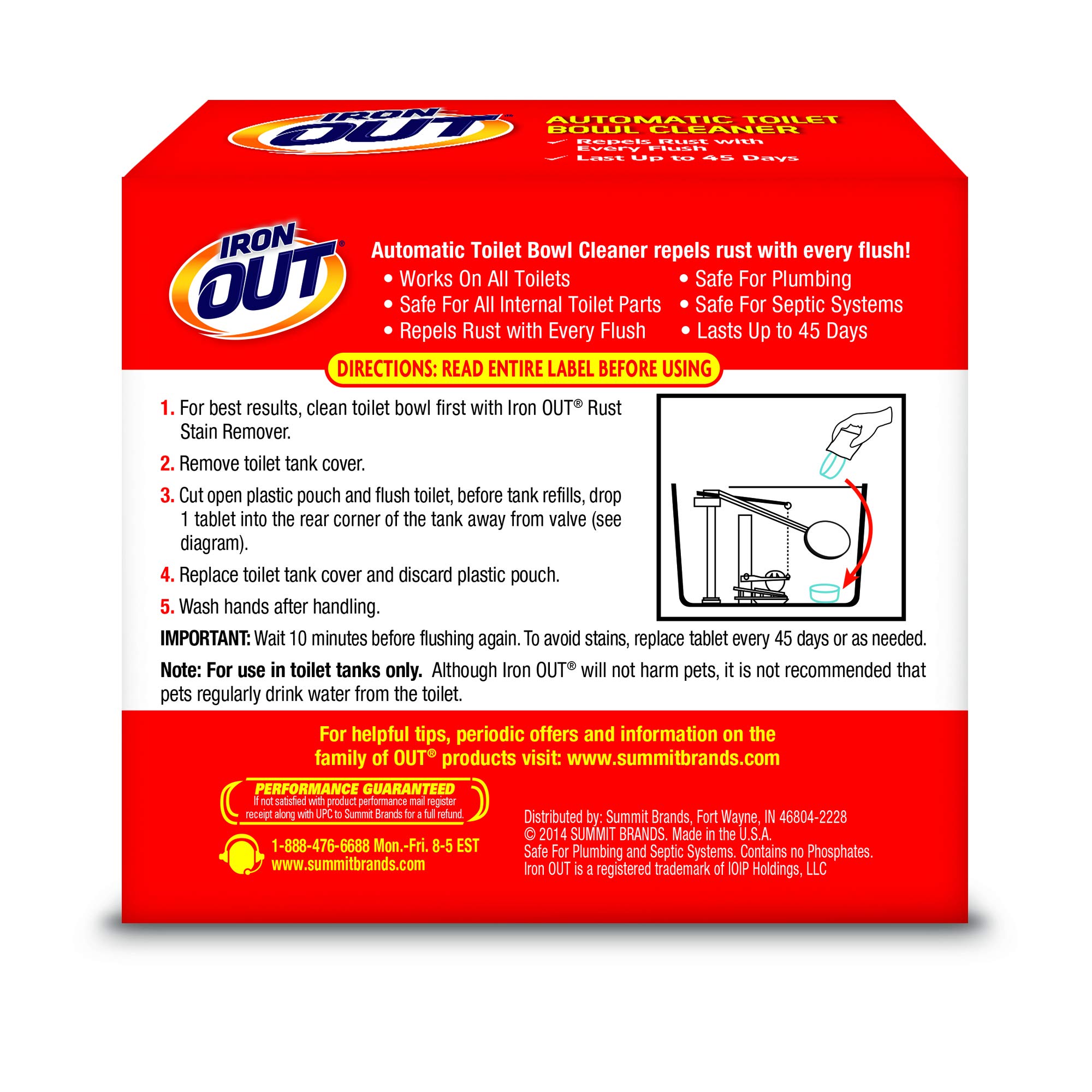Iron OUT Automatic Toilet Bowl Cleaner - Rust & Hard Water Stain Remover, 24 Tablets (Pack of 6) | Continuous Cleaning with Every Flush | Ideal for Homes, Hotels & Commercial Restrooms