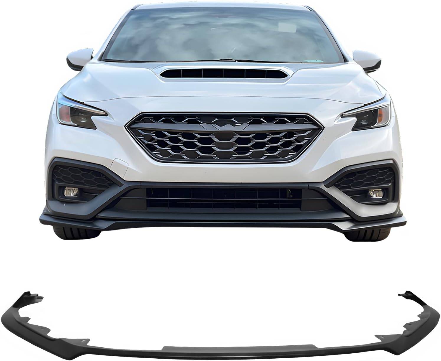 2022-2024 Subaru WRX Front Lip Splitter - STI Style Unpainted PU One Piece Bumper Spoiler for Enhanced Aerodynamics & Sporty Look | Perfect for Street Racing & Car Shows