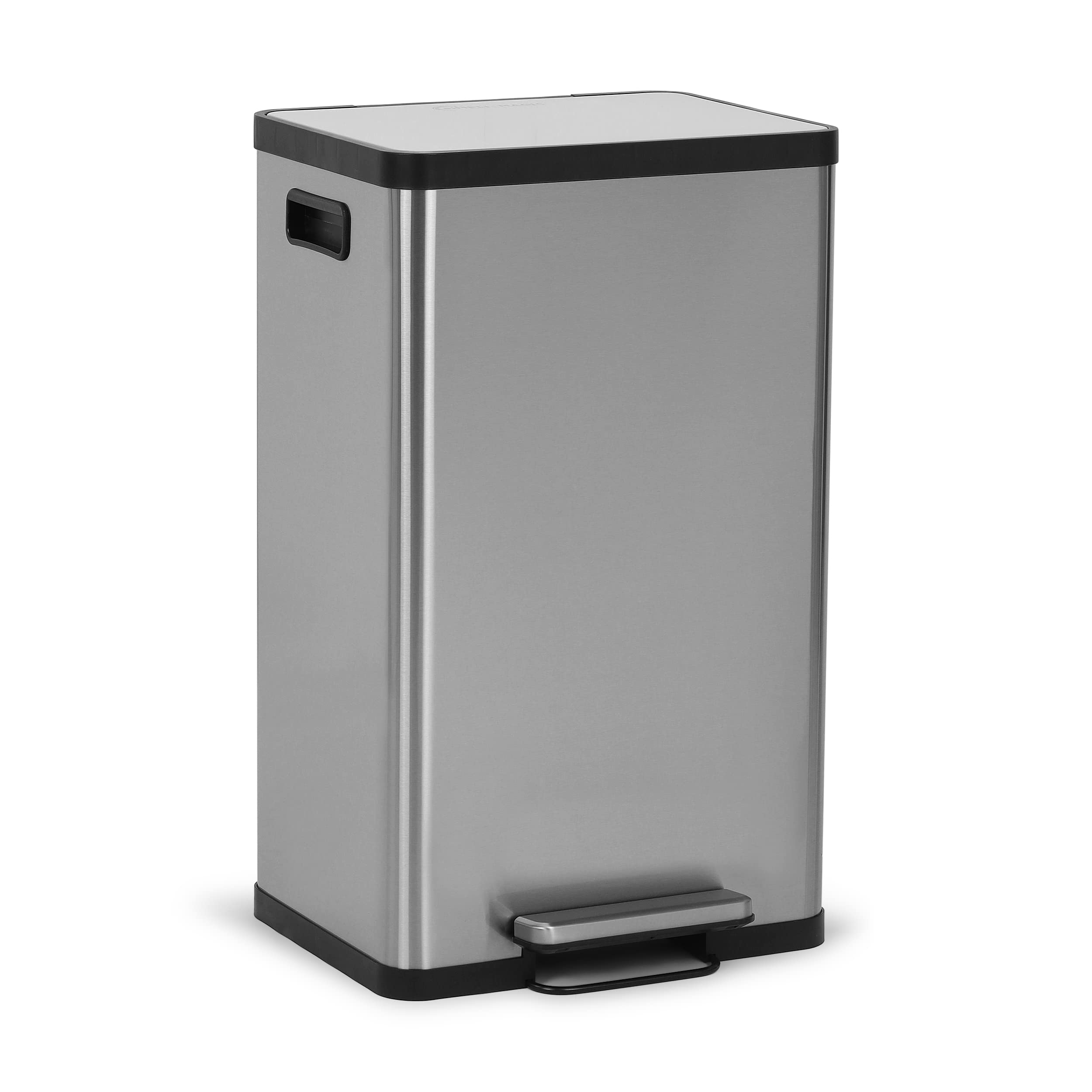 SIMPLI-MAGIC 13.2 Gallon Stainless Steel Trash Can with Soft-Close Lid, Foot Pedal & Built-in Filter - Smudge Resistant, Modern Design for Kitchen, Bathroom & Office Waste Disposal