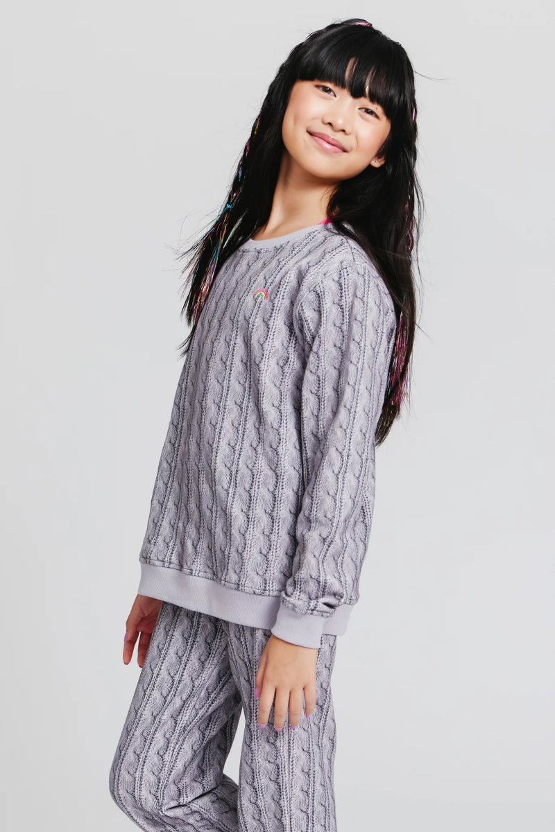 Rainbow Cable Knit Print Sweatpants for Women - Cozy Winter Lounge Pants, Casual Fleece Joggers for Home & Outdoor Activities
