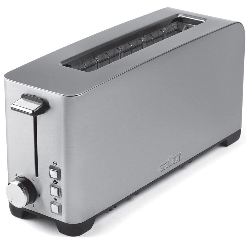 SALTON ET1816 2-Slice Long Slot Toaster - Perfect for Breakfast, Bagels & English Muffins - Compact Countertop Toaster for Home & Office Use