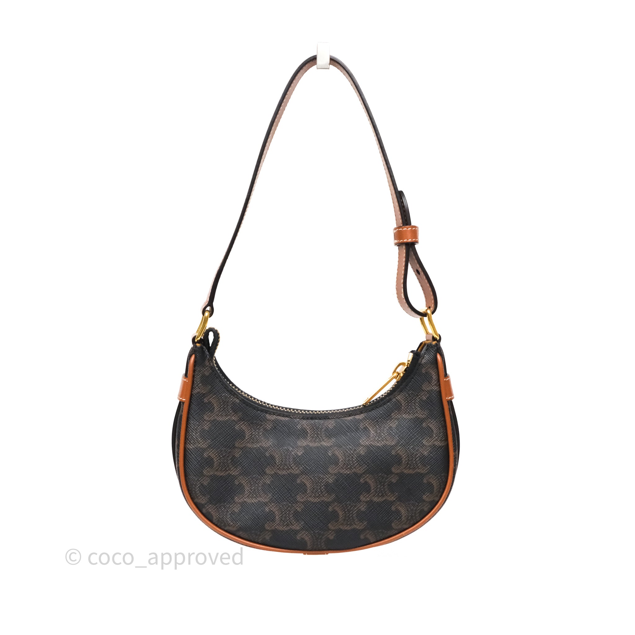 Celine Mini Ava Bag in Triomphe Canvas & Calfskin Leather - Tan Crossbody Purse for Women | Perfect for Everyday Use, Work & Travel