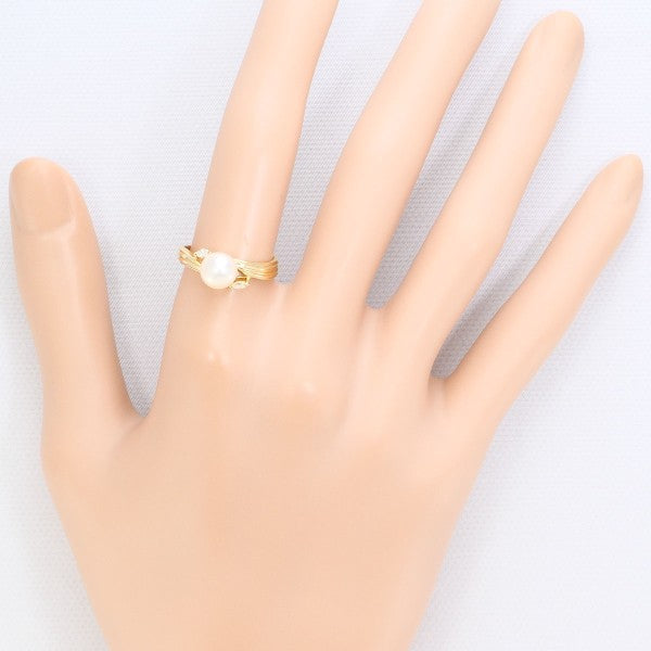 18K Yellow Gold Pearl Diamond Ring for Women - Elegant Bridal Jewelry, Wedding, Anniversary & Special Occasion Gift