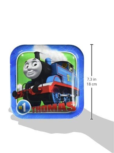 Thomas & Friends All Aboard 7-Inch Square Plates (8-Pack) - Colorful Train-Themed Party Dinnerware for Kids Birthday, Baby Shower & Themed Celebrations
