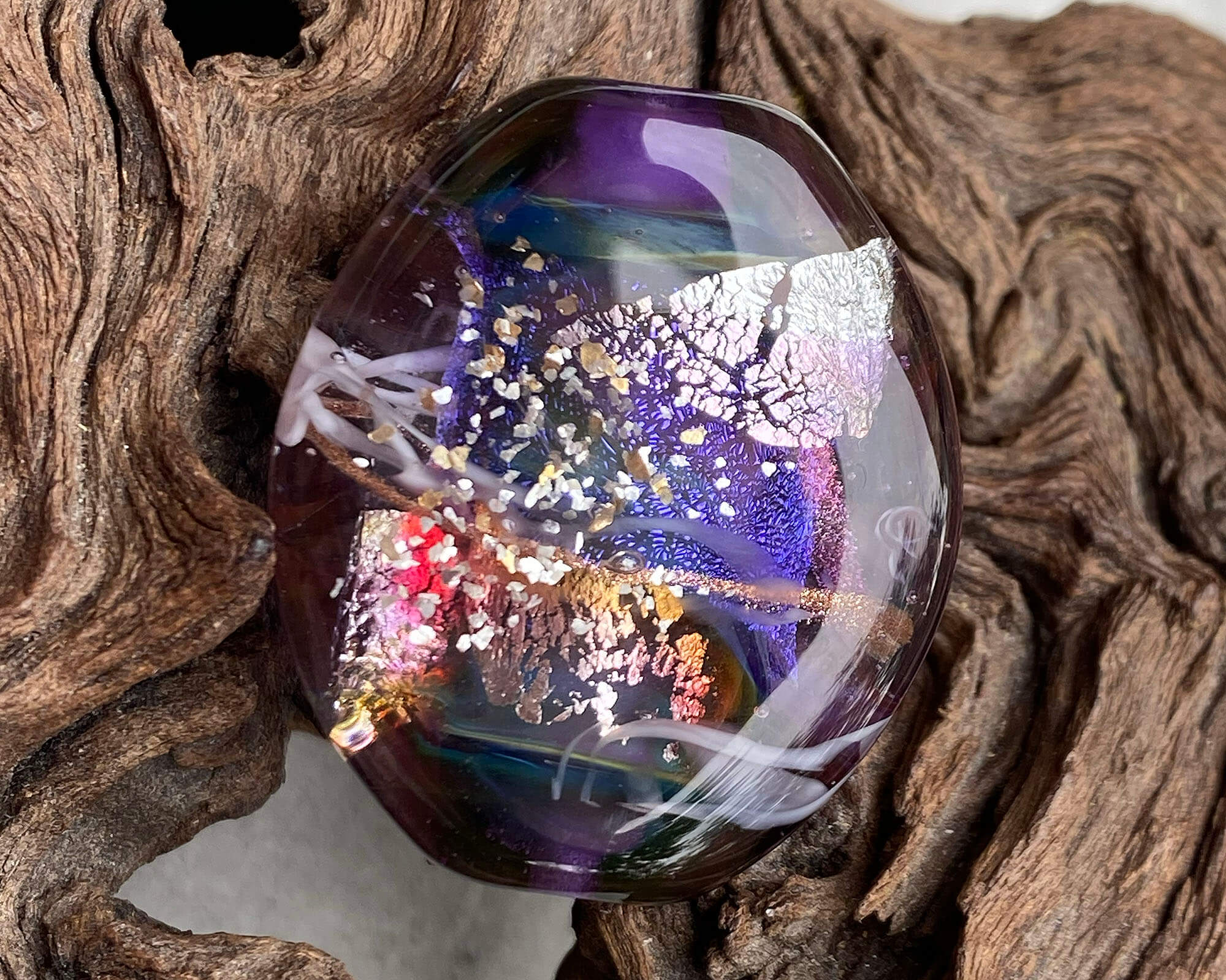 Handmade Purple Lampwork Glass Focal Bead for Jewelry Making - Perfect for Necklaces, Bracelets, and DIY Craft Projects