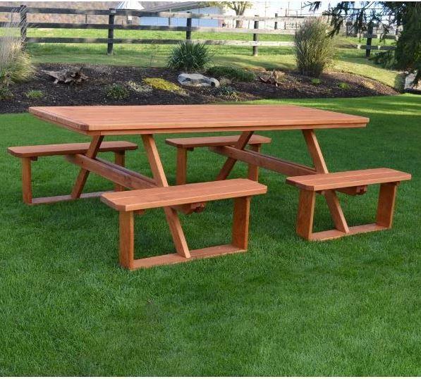 A & L Furniture 8 Foot Walk In Dining Table with Free 2 Umbrella Holes - Perfect for Outdoor Patio, Backyard, and Poolside Gatherings