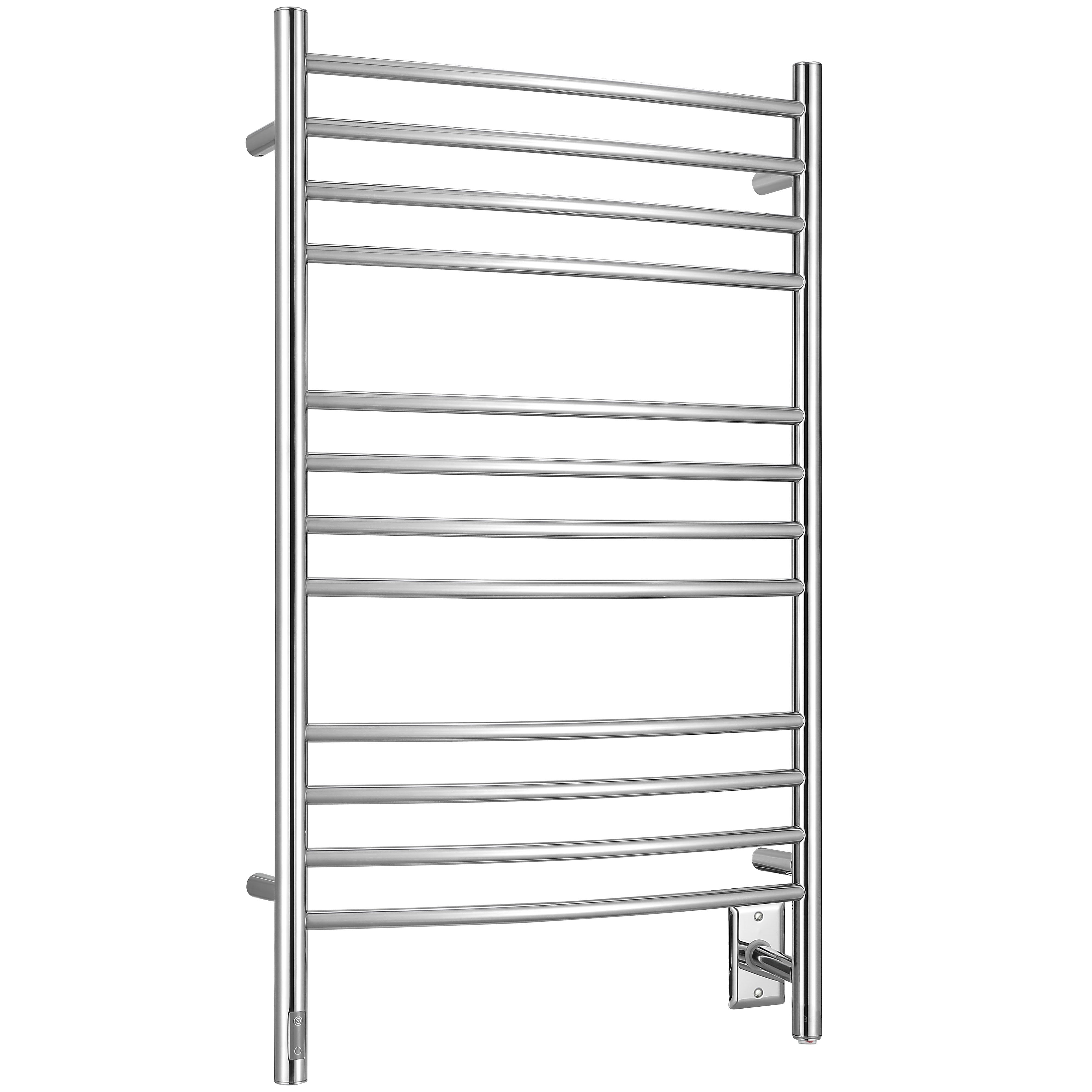 12 Bar Dual Wall Mount Towel Warmer with On Board Timer - Polished Stainless Steel Heated Towel Rack for Bathroom, Spa & Luxury Home Use