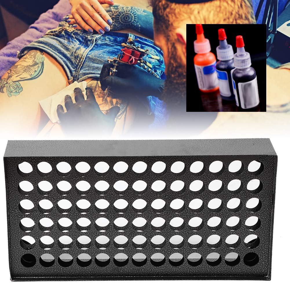 78-Hole Iron Pigment Rack - Ink Display Holder for Black Baking Varnish & Color Inks - Compact Shelf Organizer for Art Supplies - Perfect for Tattoo Studios, Nail Salons & DIY Craft Rooms
