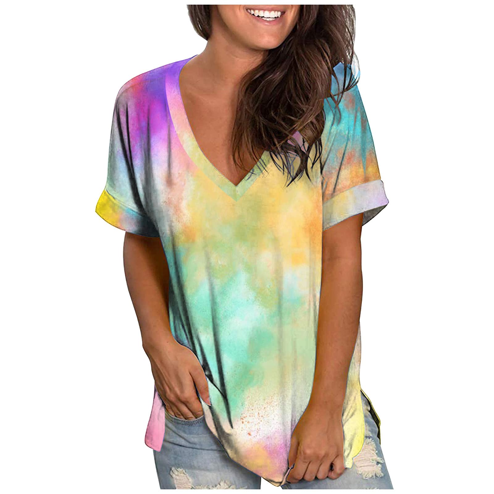 Women's Casual Floral Blouse - Batwing Sleeve Loose Fit Boho Shirt with Knot Front Detail | Perfect for Spring Outfits, Beach Vacations & Boho Chic Style