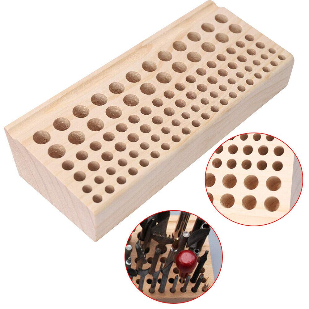 Fetcoi 98 Holes Leather Craft Tool Holder - Professional Wooden Leather Tool Organizer Storage Box for Leatherworking, DIY Crafting & Repair | Perfect for Workshops, Studios & Home Leather Craft Projects