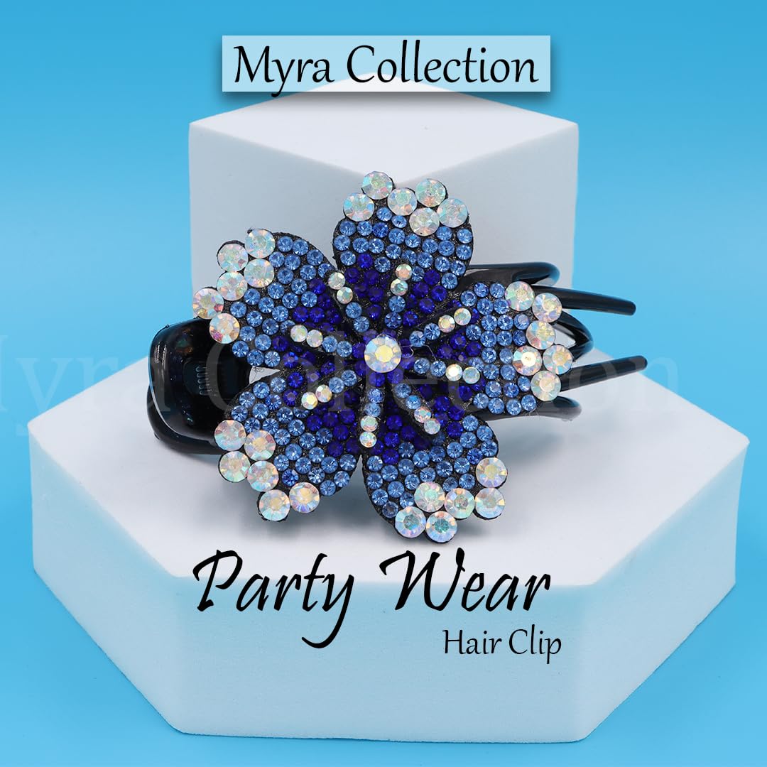 Myra Collection 3 Pcs Rhinestone Hair Clips - Sparkling Flower Hair Accessories for Women & Girls | Wedding, Party, Prom, Bridal, Everyday Wear