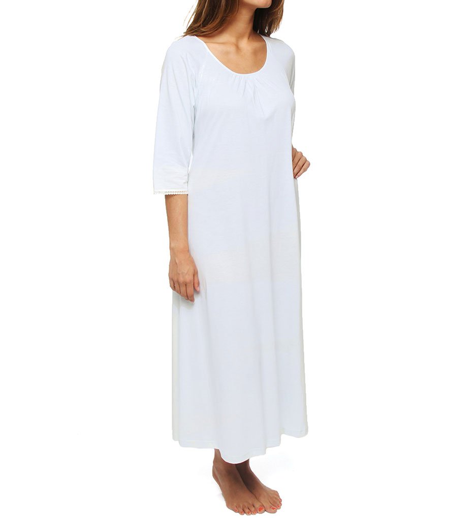 Elegant Women's 380801 Lace Jersey Long Sleeve Nightgown - Perfect for Sleepwear, Lounge Wear & Romantic Occasions