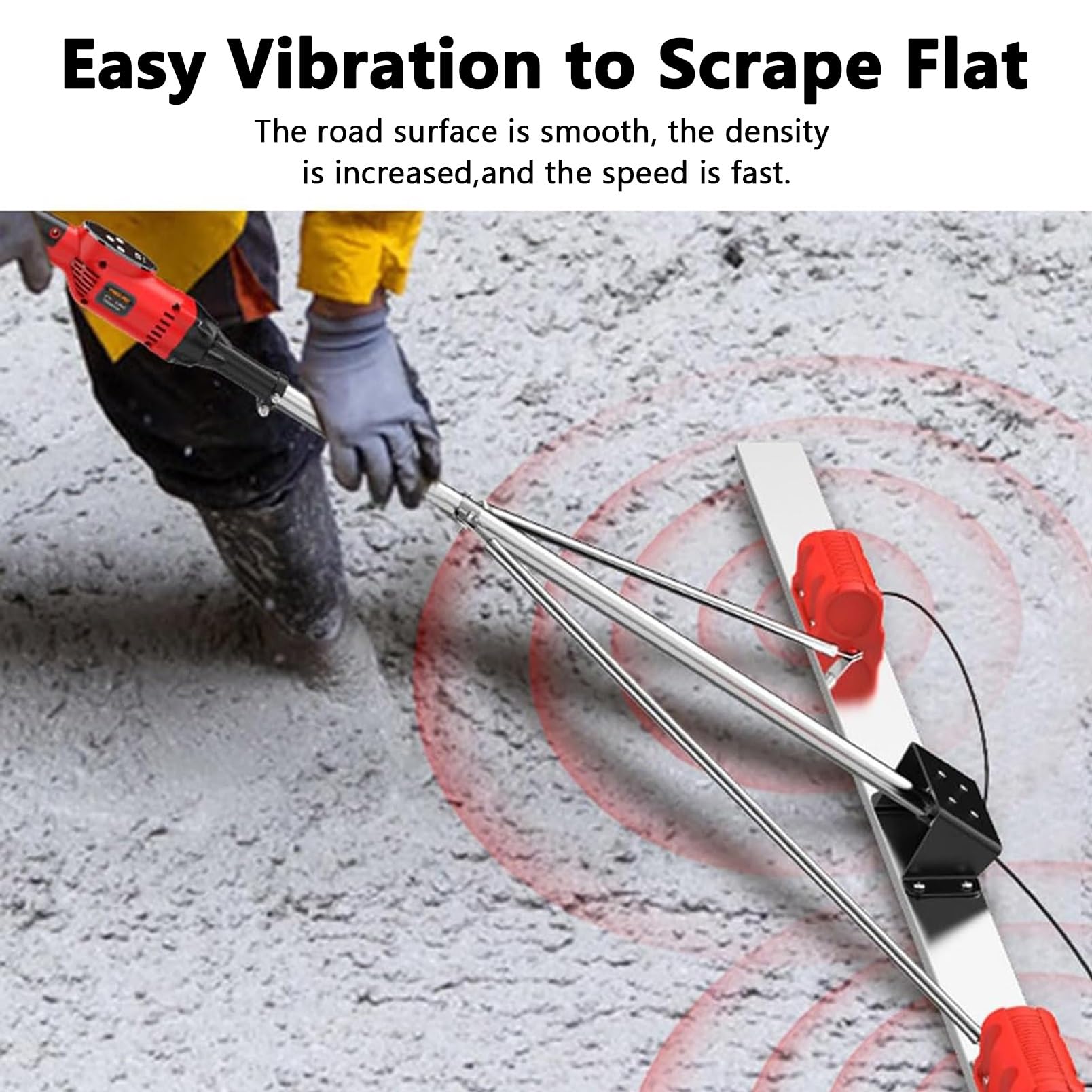 Dual Motor Cordless Electric Concrete Power Screed - 1.8m Cement Leveling Tool with Vibrating Function & 2 Batteries - Perfect for Concrete Finishing, Floor Leveling, and DIY Construction Projects