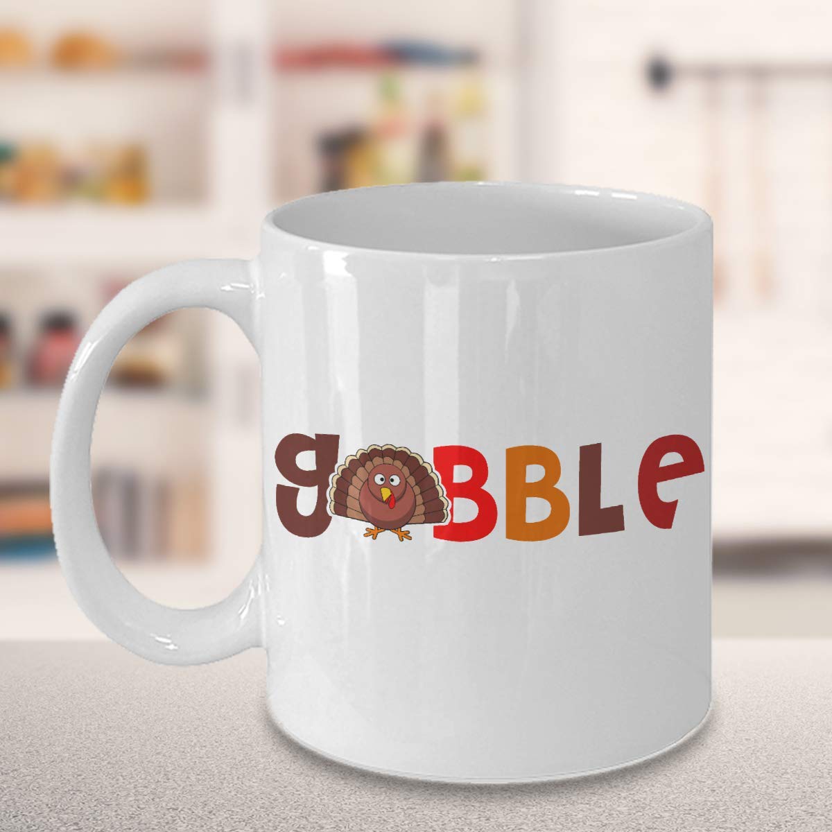 ZapBest Thanksgiving Coffee Mug - 11 Oz White Porcelain Gobble Mug for Thanksgiving Day - Perfect for Holiday Gifts, Family Gatherings & Festive Celebrations