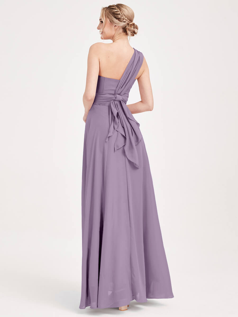 Elegant Convertible Chiffon Bridesmaid Dress - Wrap Style Dusty Purple Maxi Gown for Weddings, Parties & Formal Events | Perfect for Bridesmaids, Evening Wear & Special Occasions