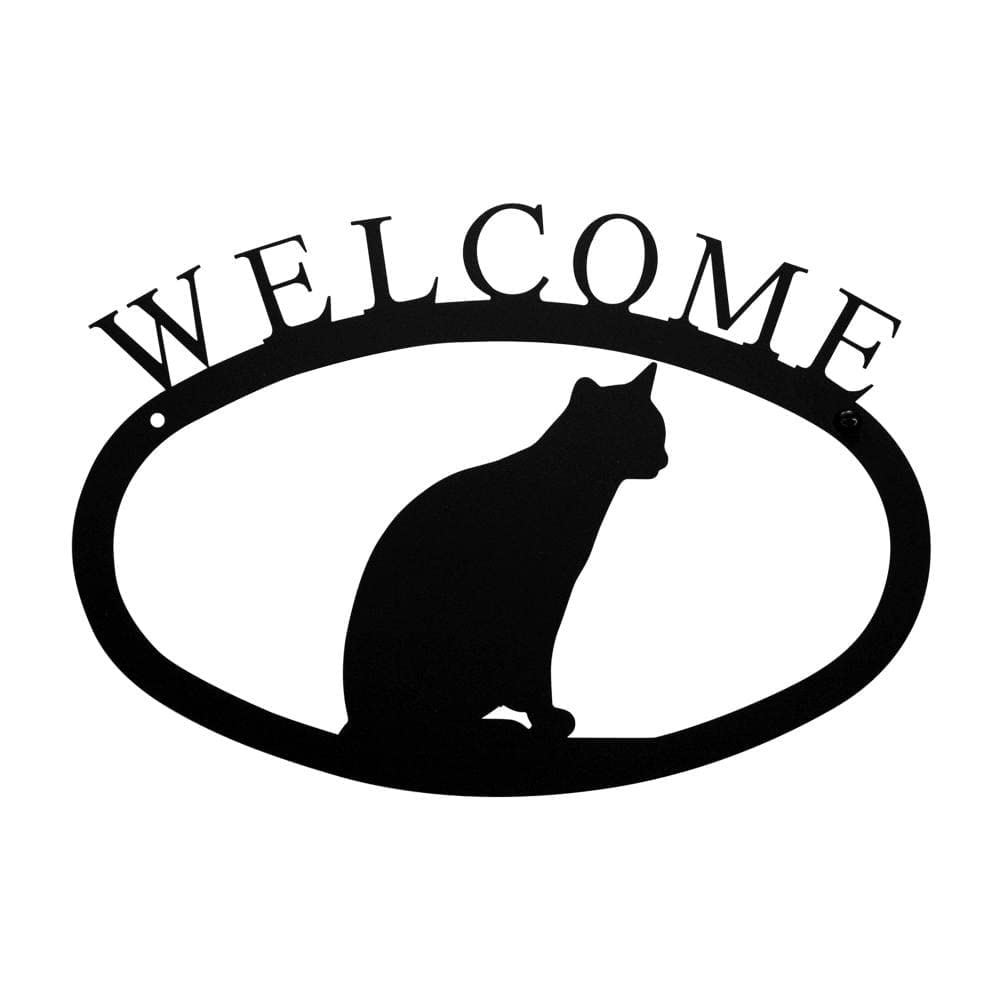 Handmade Wrought Iron Pet Cat Welcome Sign - Rustic Home Decor for Cat Lovers - Perfect for Front Door, Garden, or Porch Decoration