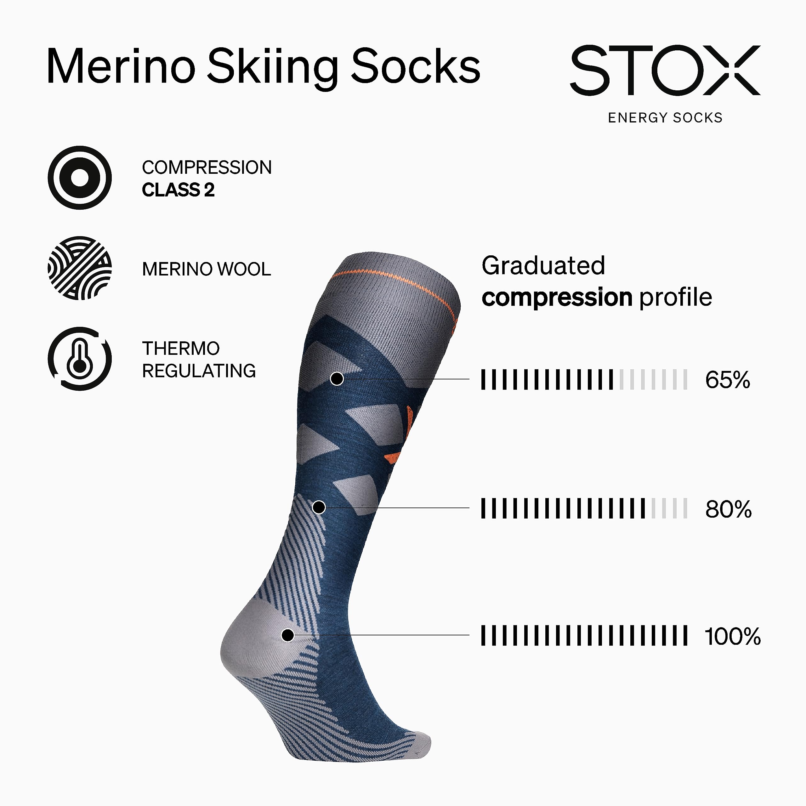 STOX Energy Socks - Men's Thermal Compression Ski Socks with Merino Wool - Winter Snowboard & Skiing Socks for Warmth & Performance - Perfect for Cold Weather Sports & Outdoor Activities