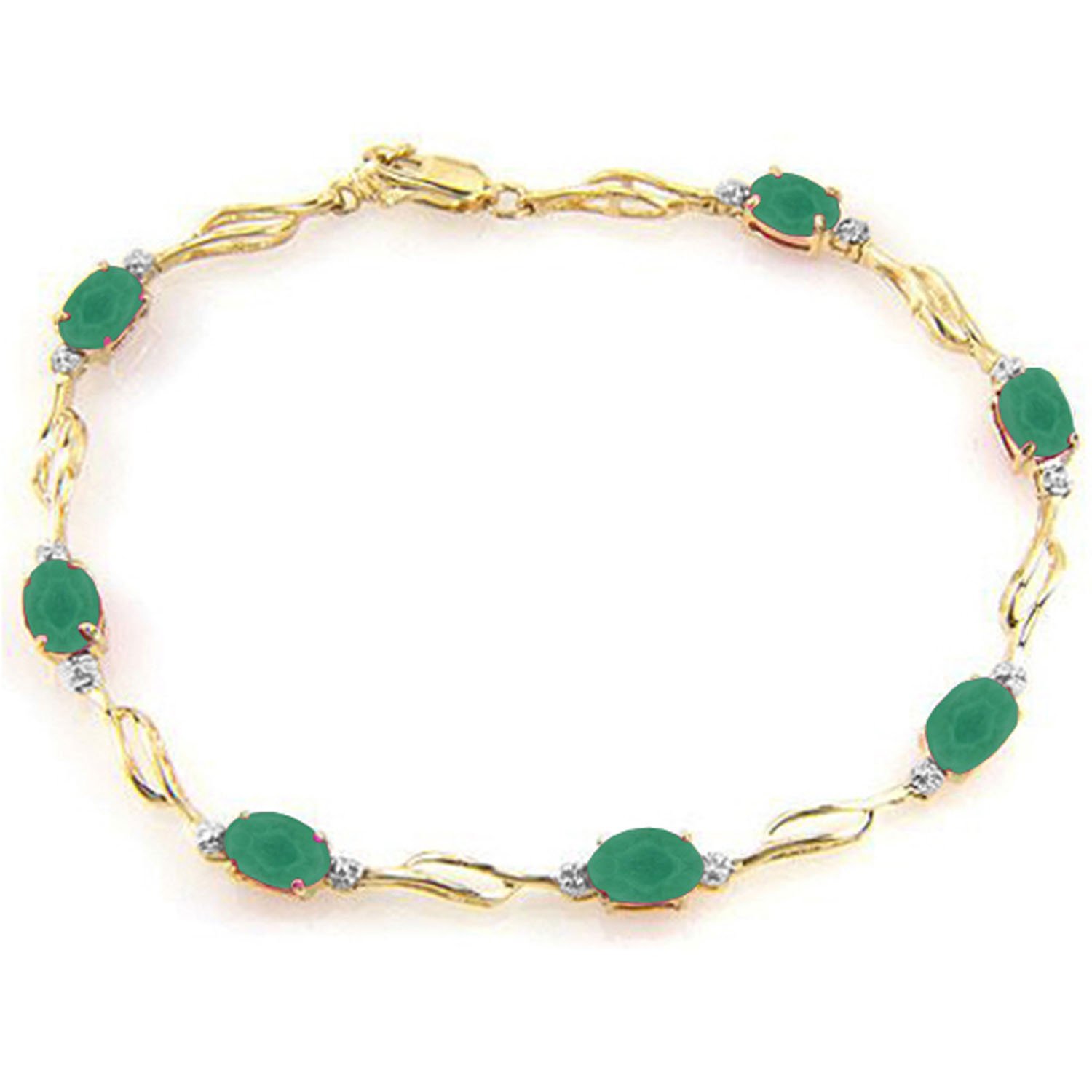 14K Solid Gold Tennis Bracelet with Natural Emeralds & Diamonds | Luxury Women's Jewelry for Weddings, Anniversaries & Special Occasions | GG Galaxy Gold Collection