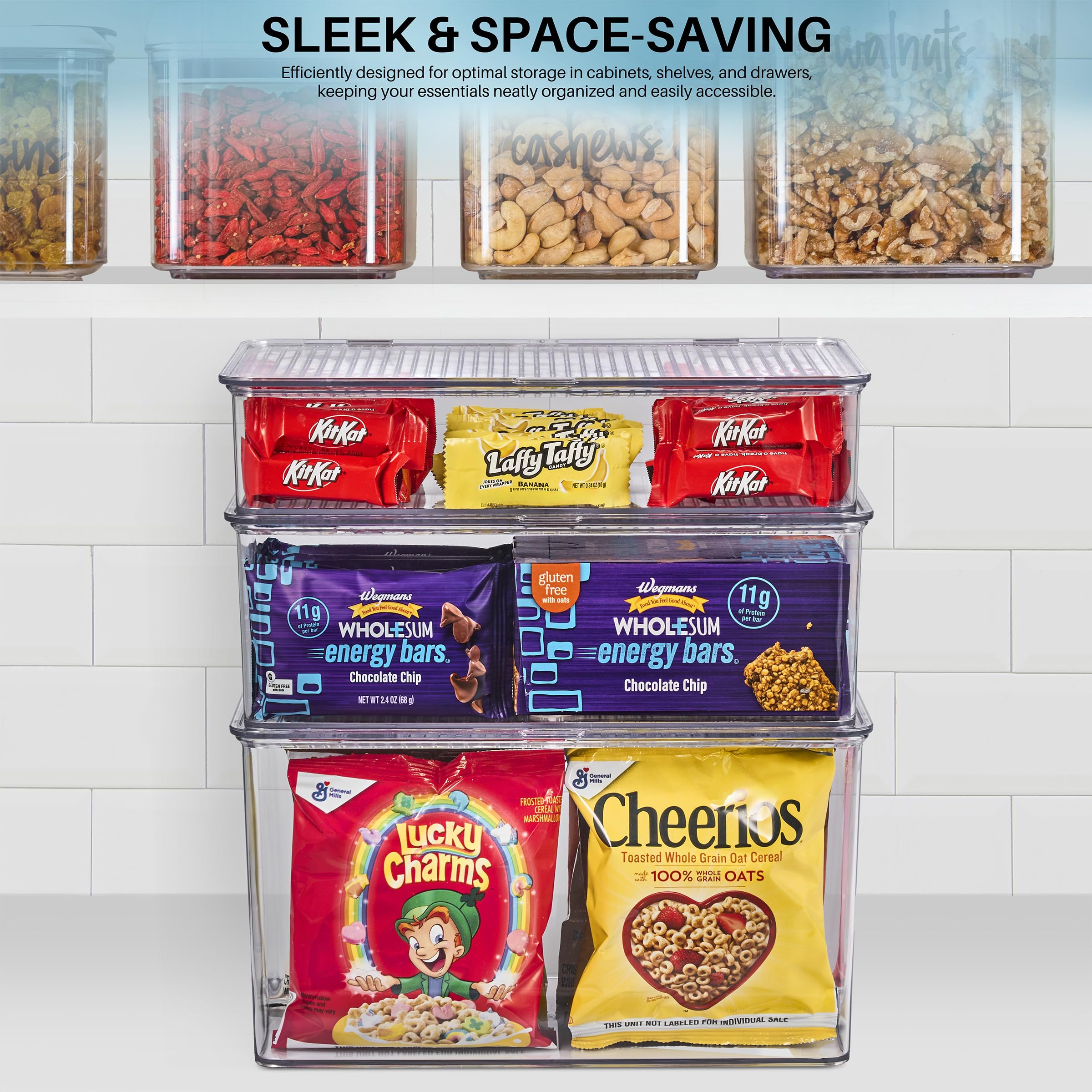 Sorbus Durable Plastic Storage Bins with Lids - Stackable Refrigerator & Pantry Organizer Bins - Multipurpose Kitchen Cabinet Storage Containers - Lightweight Home Organization Solution (2-Pack) - Perfect for Food Storage, Office Supplies & Toy Organization