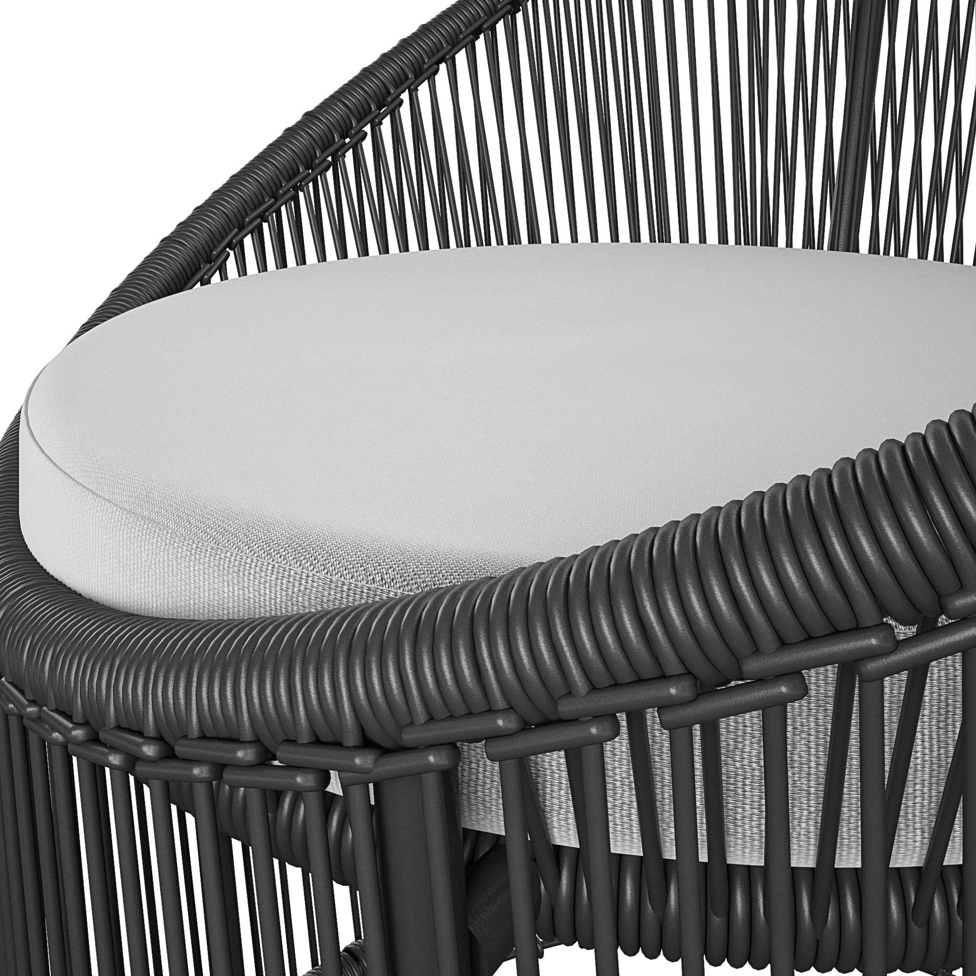 CosmoLiving by Cosmopolitan 88282BLK1E Taura Collection Black Resin Rope Outdoor Lounge Chair with Light Gray Cushion - Perfect for Patio, Poolside, and Garden Relaxation