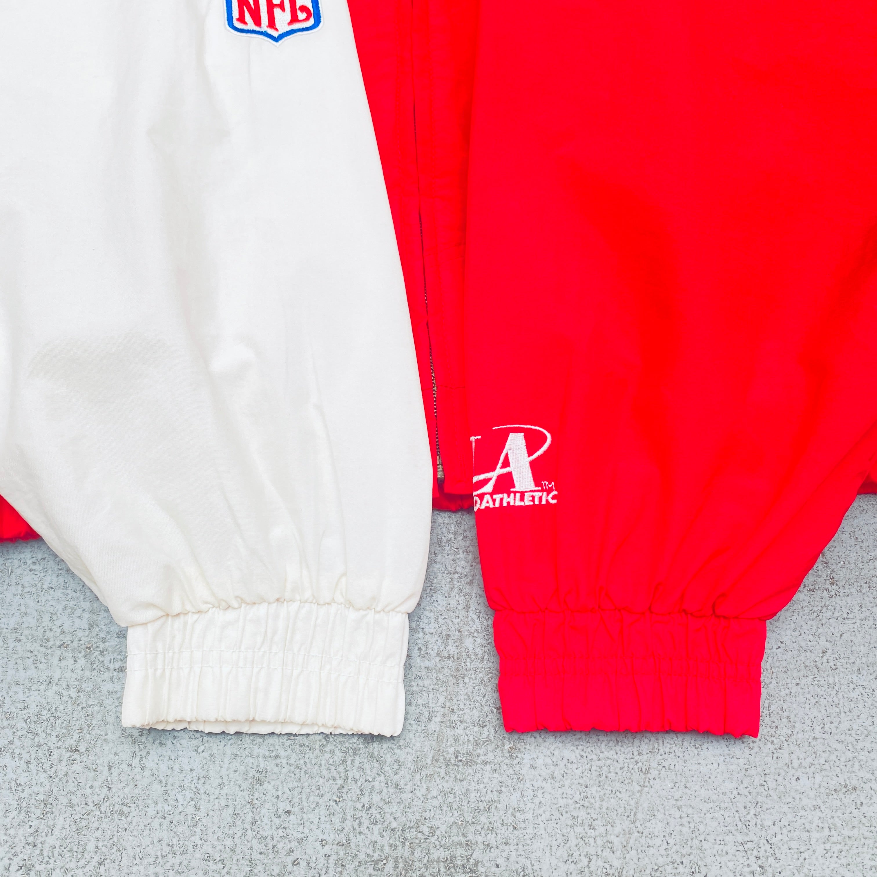 1990s San Francisco 49ers Logo Shark Tooth Proline Full-Zip Lightweight Jacket (Large/XL) - Perfect for Football Games, Tailgating & Casual Wear