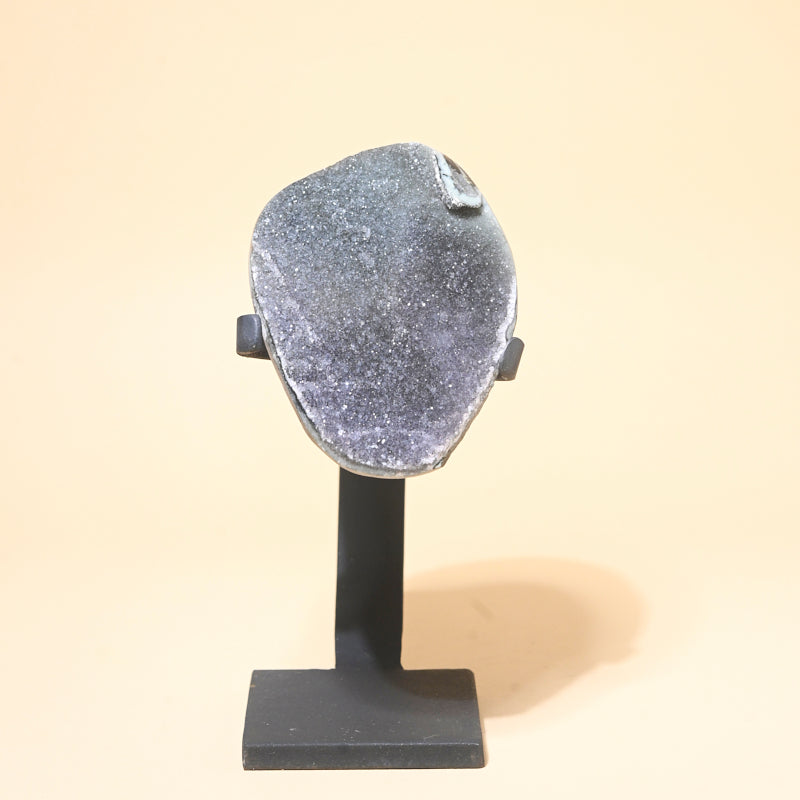 Natural Amethyst Geode on Wooden Stand - 2.5 lbs Healing Crystal for Home Decor, Meditation & Spiritual Gifts