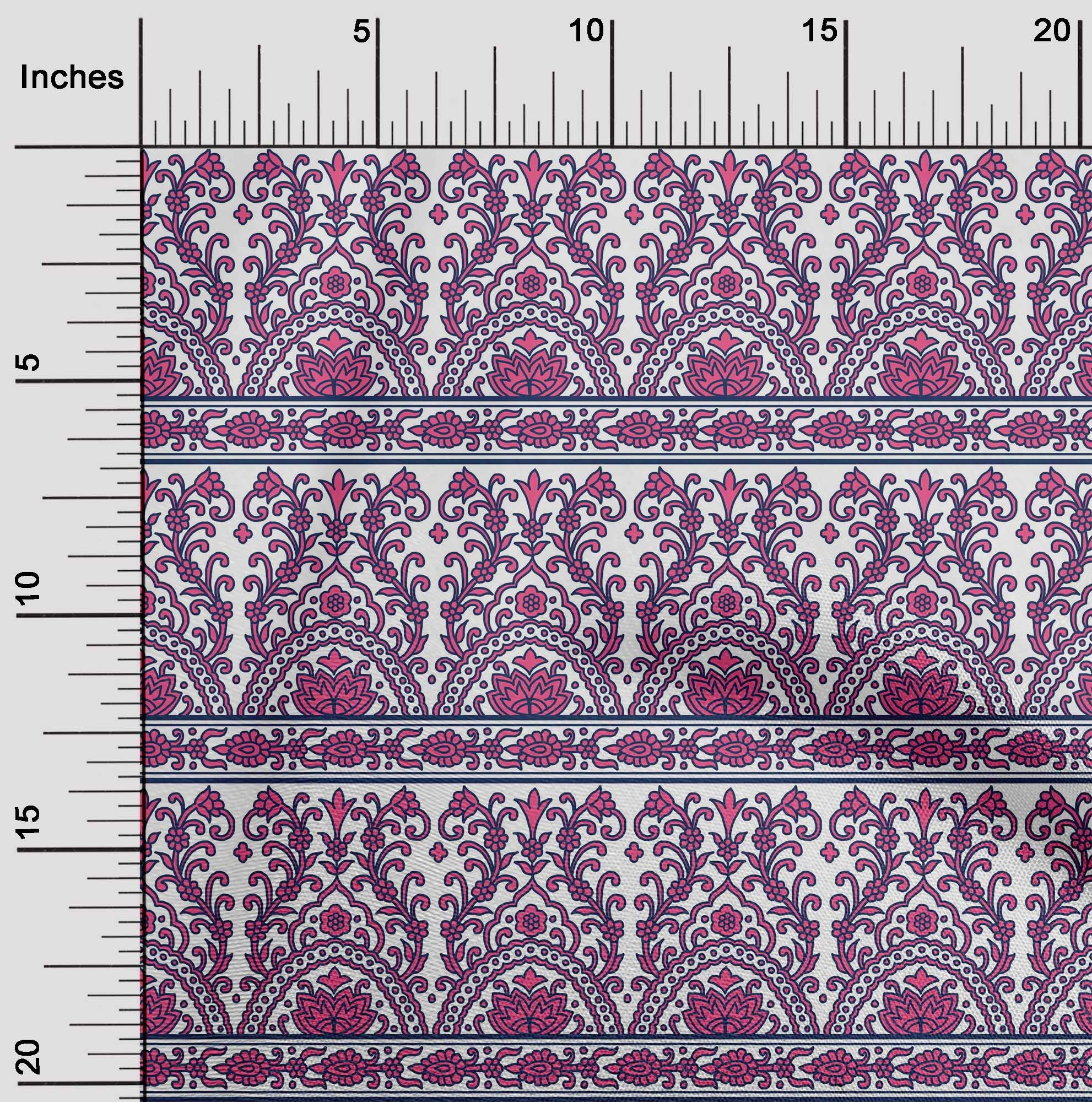 oneOone Viscose Chiffon Pink Fabric with Leaves & Floral Print - 42 Inch Wide Dress Material by The Yard | Perfect for Summer Dresses, Blouses, and DIY Sewing Projects