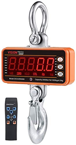 Digital Crane Scale 2000lb/1000kg - Heavy Duty Hanging Scale with LED Display for Farm, Factory & Warehouse - Perfect for Weighing Livestock, Construction Materials & Industrial Equipment