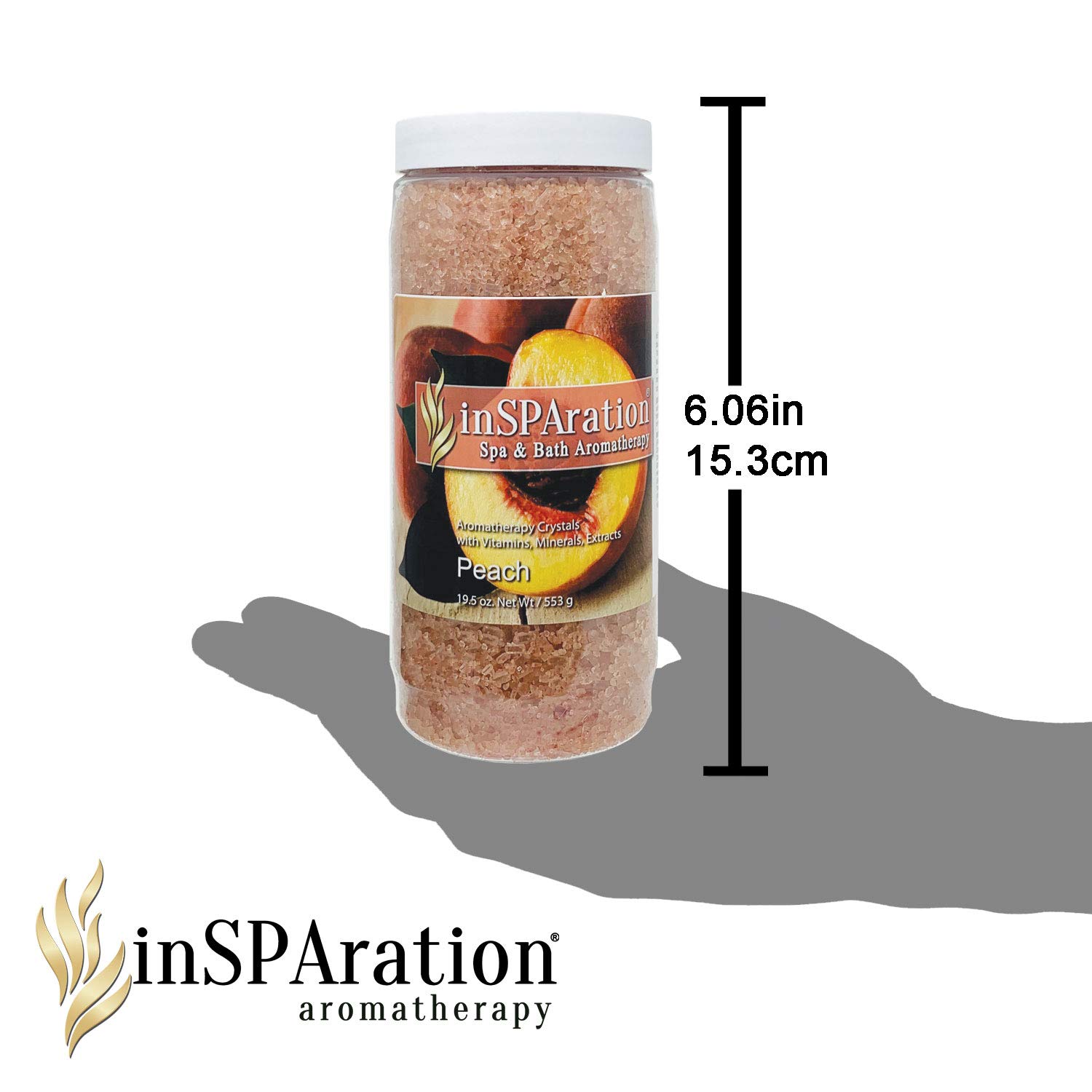 InSPAration Peach Crystals - 19oz for Spa & Hot Tubs - Relaxing Bath Soak