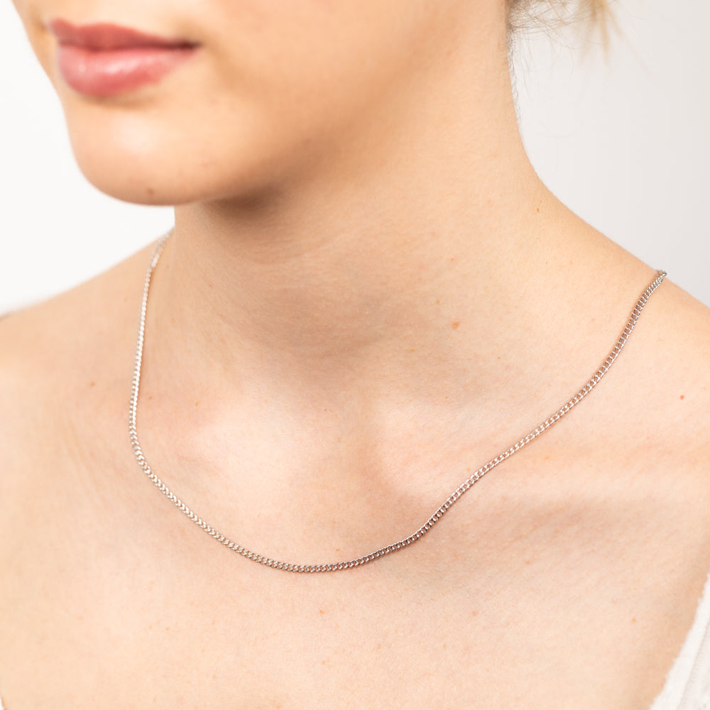 9ct White Gold Silver Filled Curb Chain Necklace - Durable & Stylish Jewelry for Women & Men - Perfect for Everyday Wear, Gifts & Special Occasions
