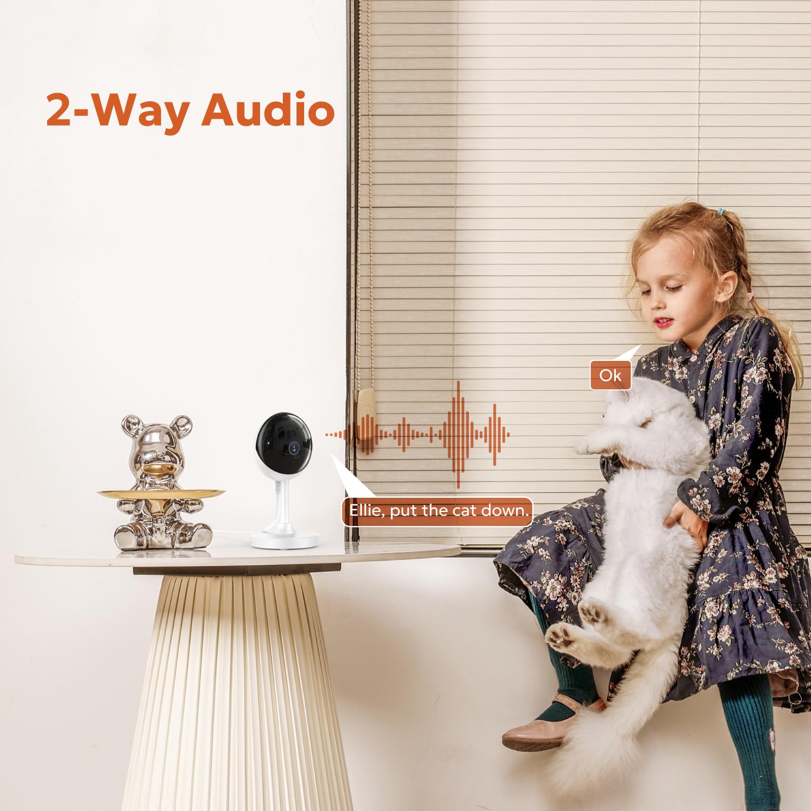 Owltron 2K Indoor Security Camera with Motion Detection, Night Vision & 2-Way Audio - Baby Monitor, Pet Camera & Elder Care - Works with Alexa & App - 2.4GHz WiFi - Perfect for Home, Nursery & Pet Monitoring