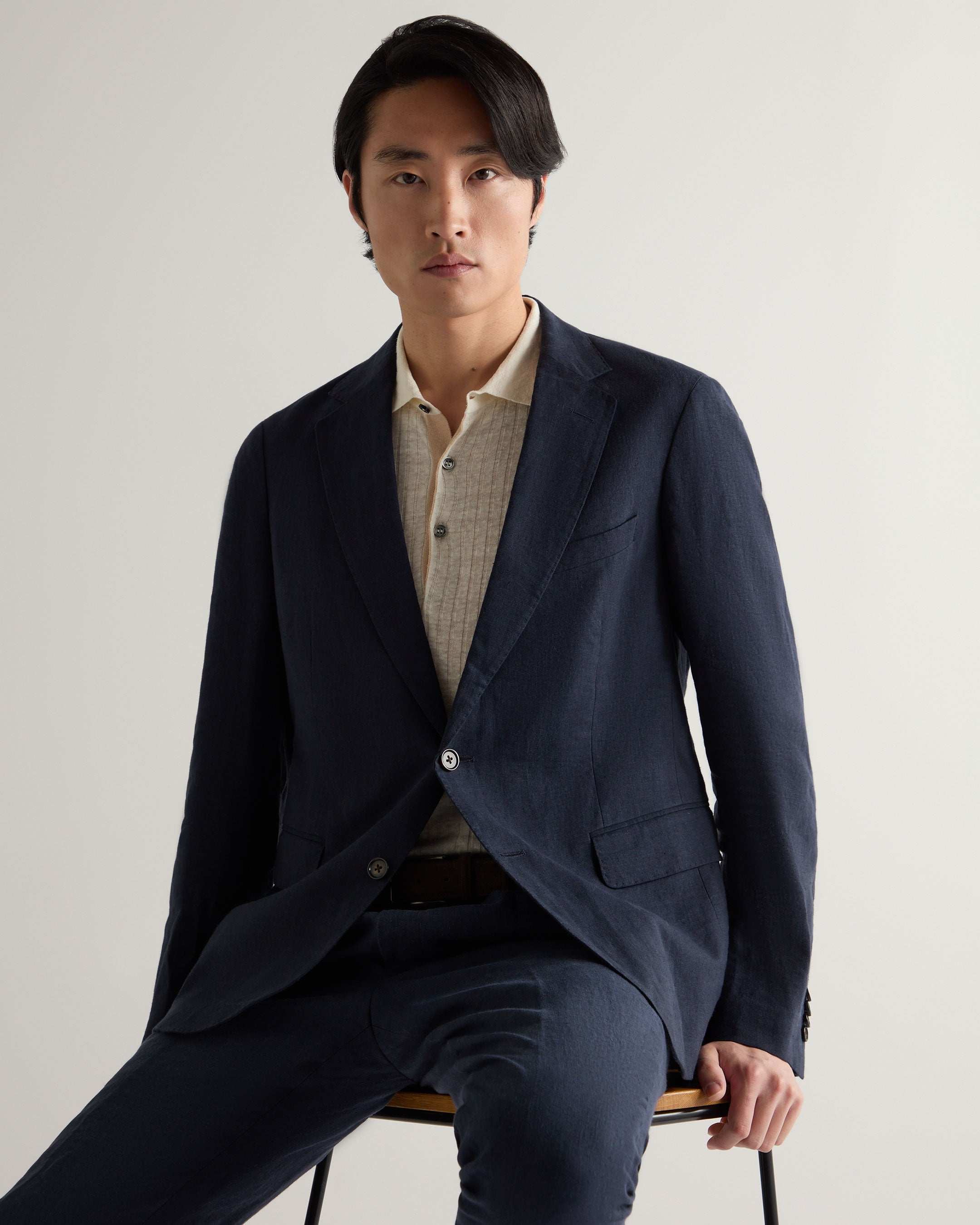 Premium Men's Amalfi Linen Jacket - Navy Blue Lightweight Summer Blazer for Casual Wear & Outdoor Events