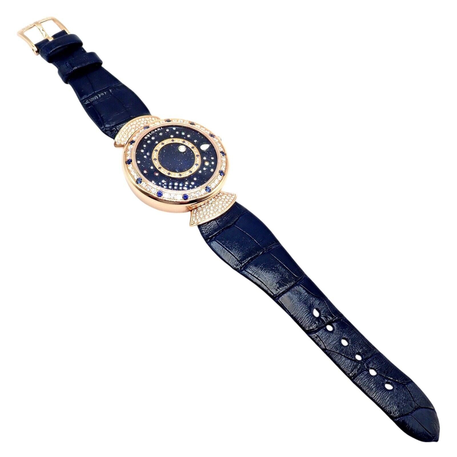 Bulgari 18k Rose Gold Diamond Sapphire Divas Dream Automatic Roman Night Watch - Luxury Women's Timepiece for Gala Events & Evening Occasions