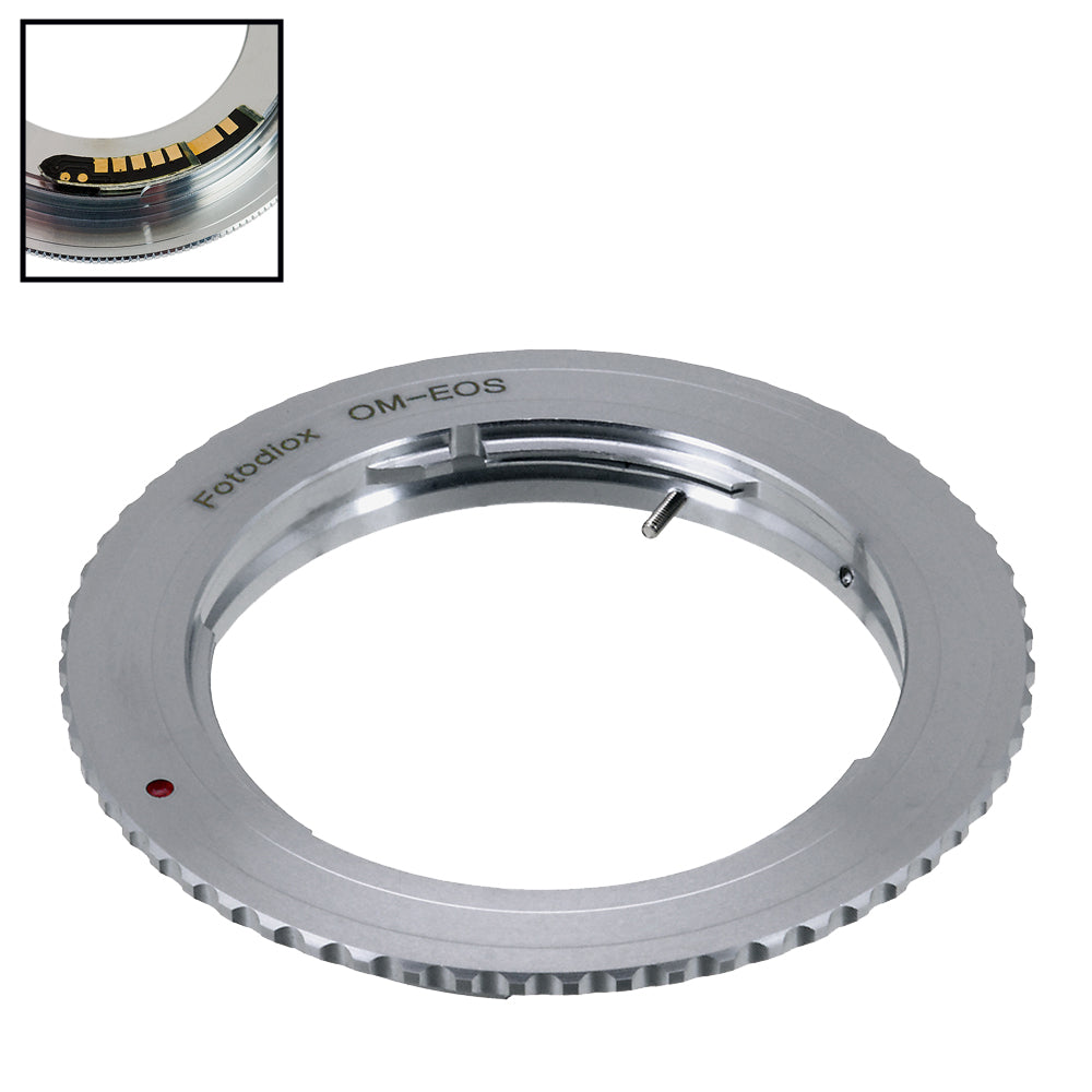 Fotodiox OM to EF Lens Mount Adapter - Compatible with Olympus Zuiko OM 35mm SLR Lens to Canon EOS EF/EF-S DSLR Camera - v10 Focus Confirmation Chip - Perfect for Vintage Lens Photography & Digital Camera Conversion