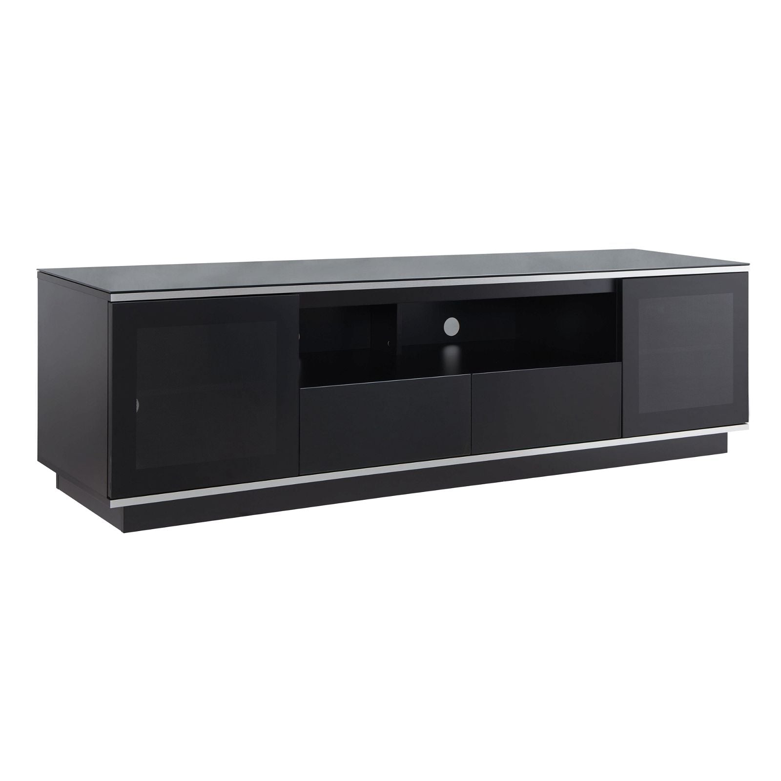 TAURIS™ TITAN 2100 Modern TV Stand with Storage - Black Entertainment Center for Living Room, Bedroom & Home Theater Setup