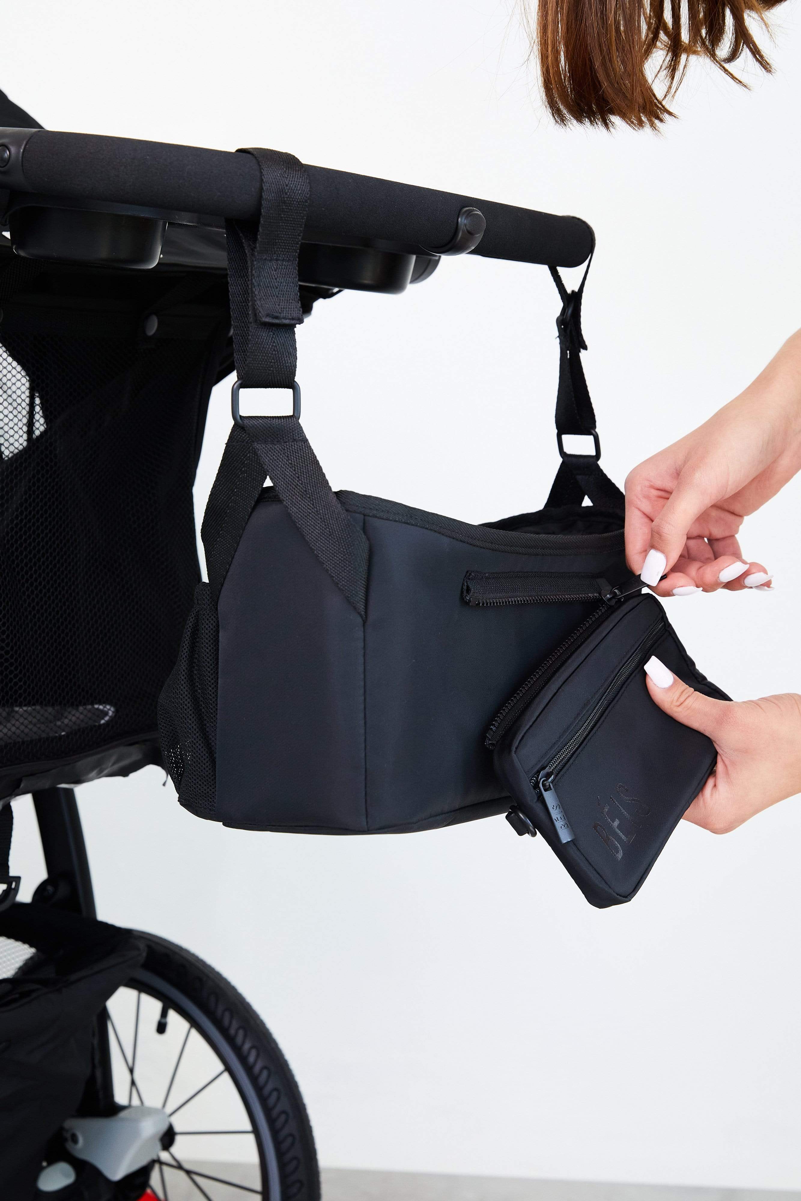 Black Stroller Organizer - Baby Essentials Storage for Diapers, Bottles & Toys - Perfect for Travel, Shopping & Daily Walks