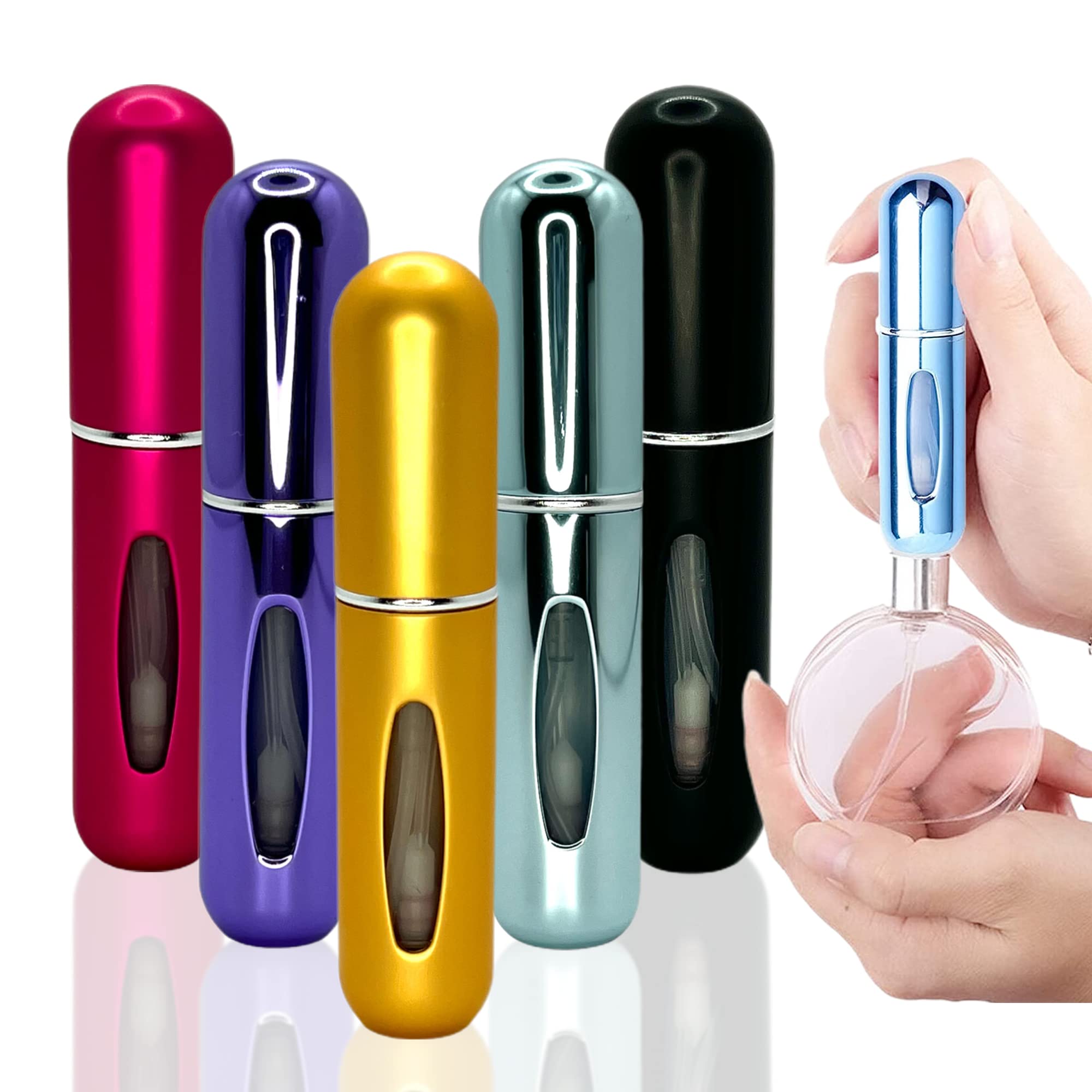 5ml Blue Matte Refillable Perfume Atomizer - Mini Empty Travel Spray Bottle, Portable Pocket Perfume Dispenser for Women | Perfect for Handbags, Toiletries & On-the-Go Fragrance Touch-Ups