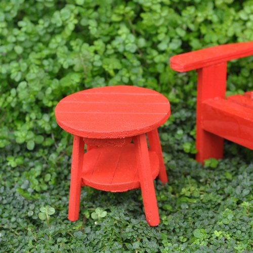 Miniature Fairy Garden Mini Adirondack Table - Red Wooden Outdoor Decor for DIY Fairy Gardens, Dollhouses & Terrariums - Perfect for Home, Patio & Backyard Displays