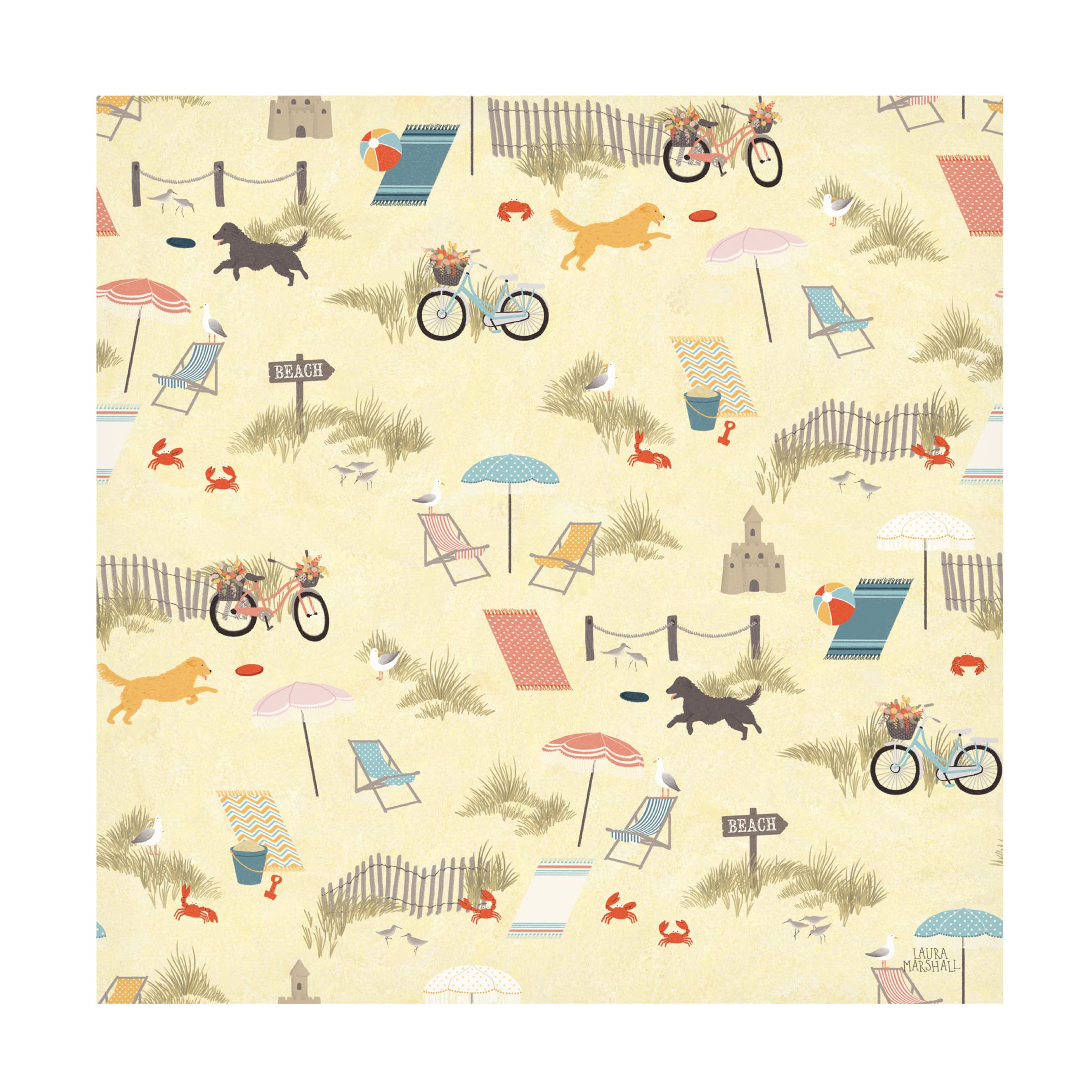 Laura Marshall 'Seaside Village Pattern VI' Canvas Wall Art Print - Coastal Home Decor for Living Room, Bedroom & Office
