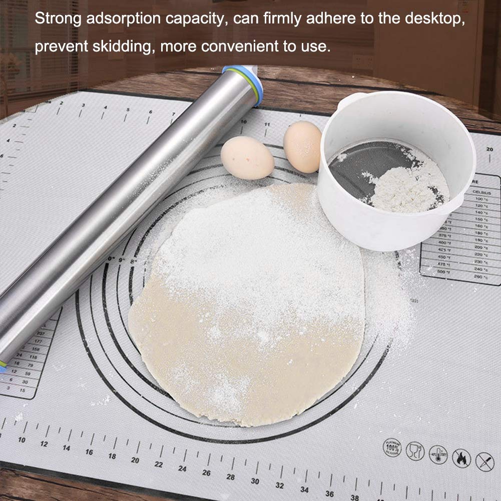 Non-Stick Silicone Rolling Dough Mat with Measurements - Premium Baking Pastry Mat for Cookies, Pie Crust & Pizza Dough - Perfect Kitchen Tool for Home Bakers (Black) - Ideal for Holiday Baking & DIY Dessert Making