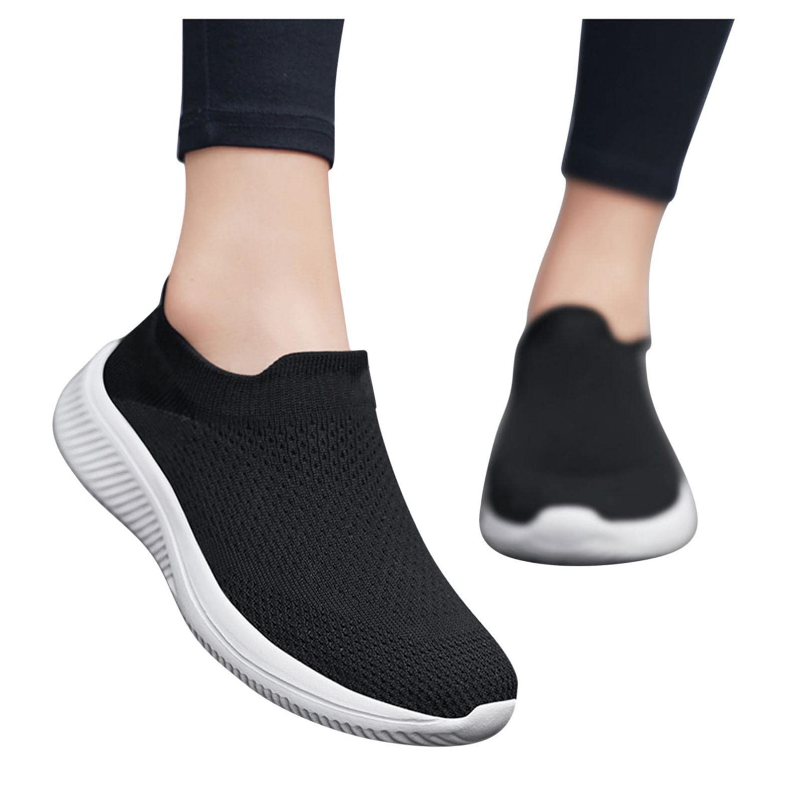 Trilanme Women's Slip-On Sneakers - Lightweight Breathable Mesh Walking & Running Shoes with Air Cushion Platform for Tennis, Casual Wear & Sports | Perfect for Students, Gym, Workouts & Everyday Fashion