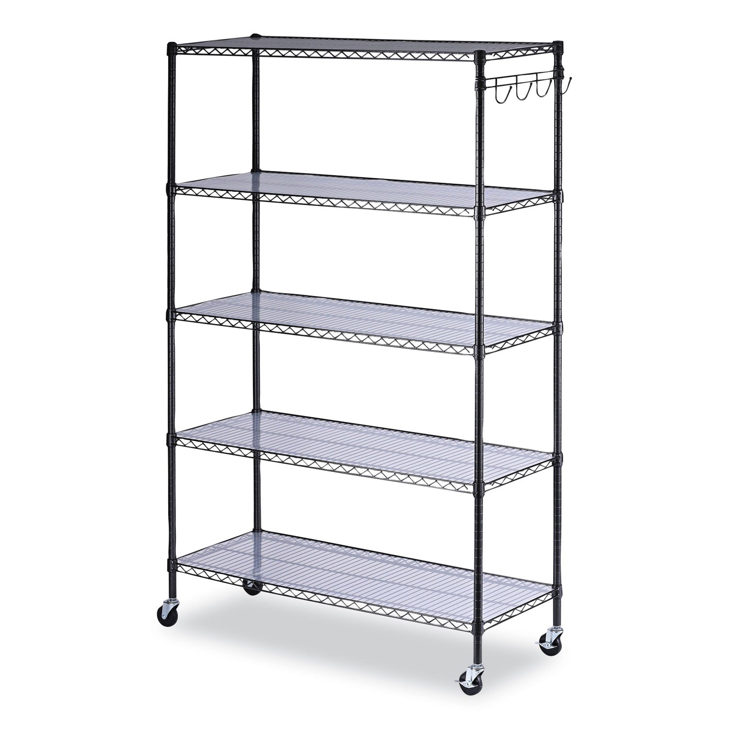 Alera® 5-Tier Heavy Duty Wire Shelving Unit with Locking Casters & Shelf Liners - 48