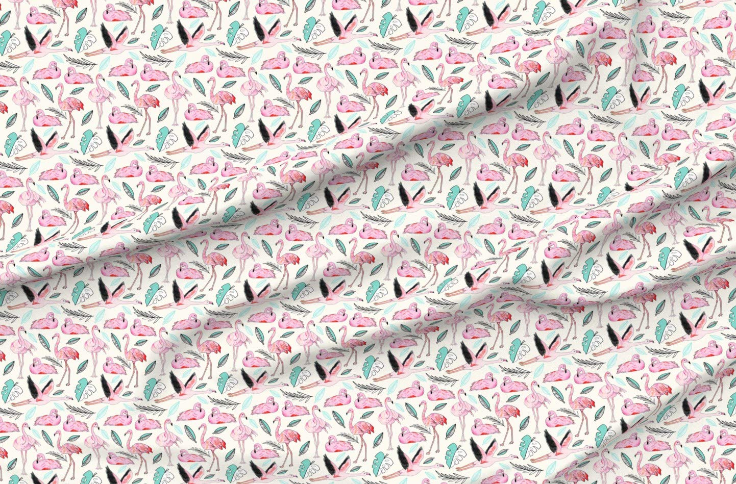 Flamingos Forever Printed Minky Fabric - Pink Tropical Jungle Leaves Design for Baby Blankets, Quilt Backing & Sewing Projects | Soft Plush Fat Quarter Fabric for Nursery Decor, DIY Crafts & Home Textiles