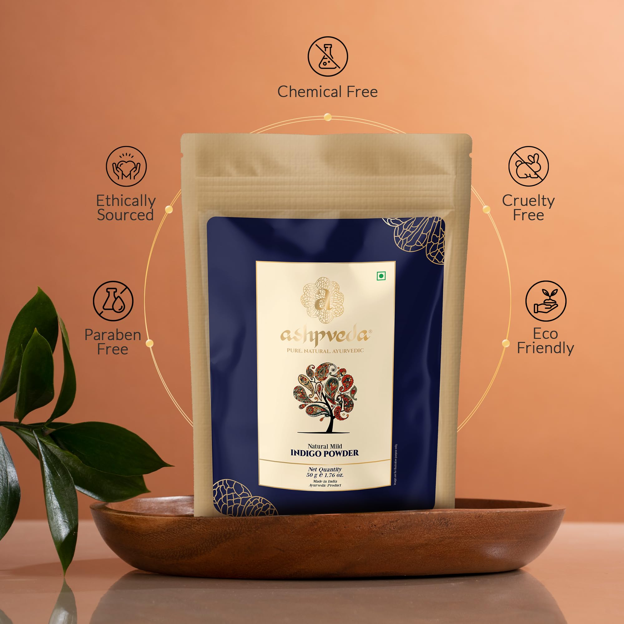 100% Pure Ashpveda Natural Henna & Indigo Hair Dye for Women | Herbal Hair Color Combo (50g Each) | Safe Chemical-Free Gray Coverage | Perfect for Home Use & Salon Treatments