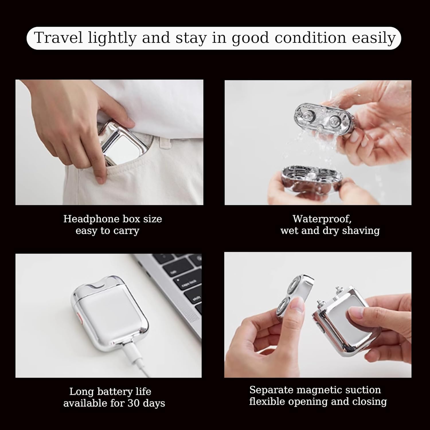 Premium Mini Dual-Head Electric Shaver for Men - Rechargeable, Waterproof & Portable Travel Shaver - Compact Pocket Size Design (Green) - Perfect for Travel, Gym & Quick Grooming On-The-Go
