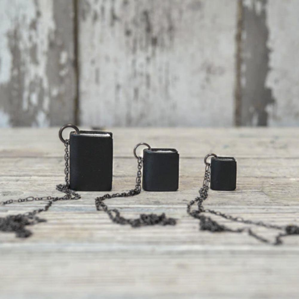 Handmade Peg and Awl Leather Book Necklace - Vintage Literary Jewelry for Book Lovers | Perfect Gift for Readers, Writers & Bibliophiles